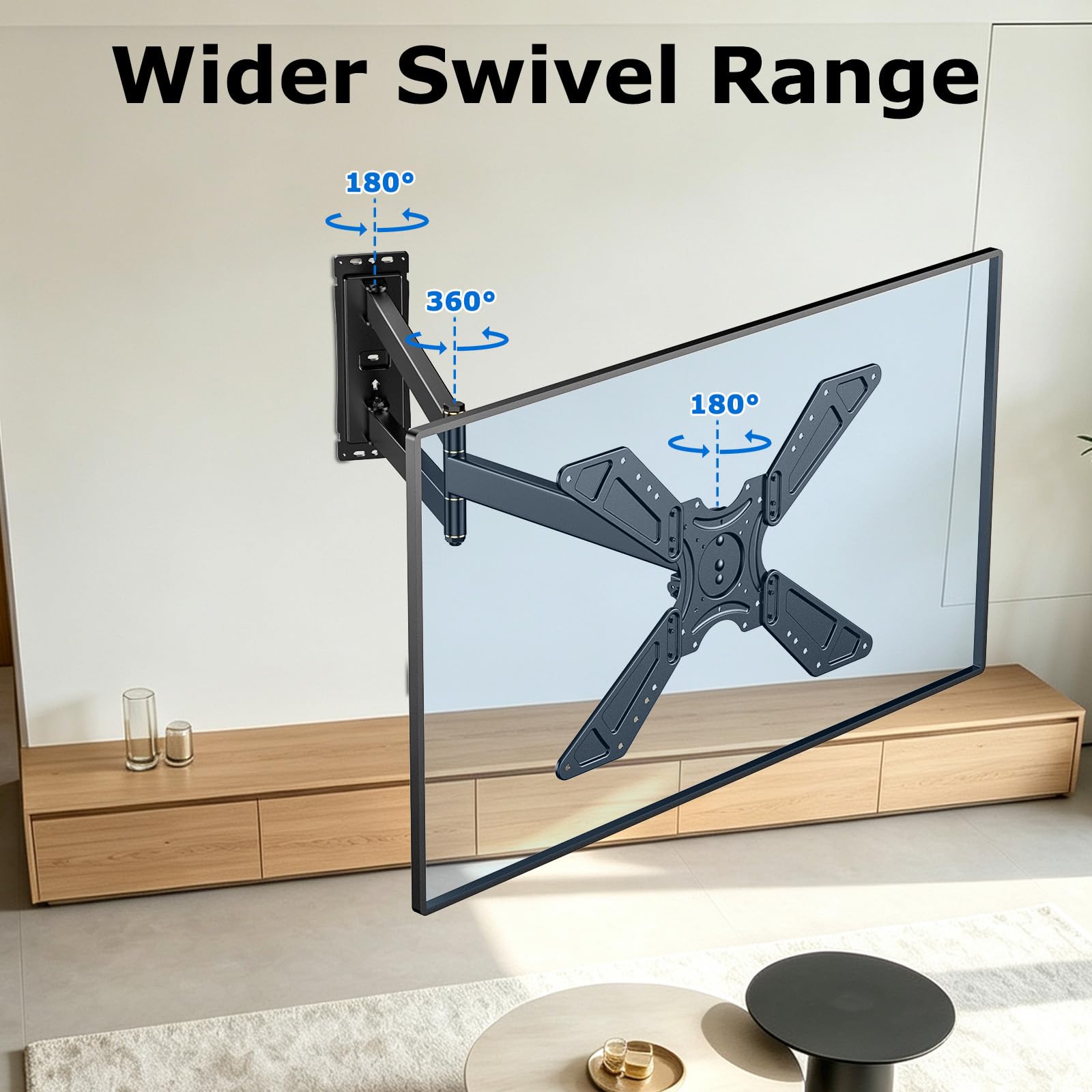 Soporte de Pared Articulado para TV de 32 a 75 Pulgadas, hasta 60 kg | Rotatorio 90°, Brazo Extensible de 838 mm, Soporte TV Pared con Inclinable y Giratorio, Montaje en Esquina, VESA 600x400 mm