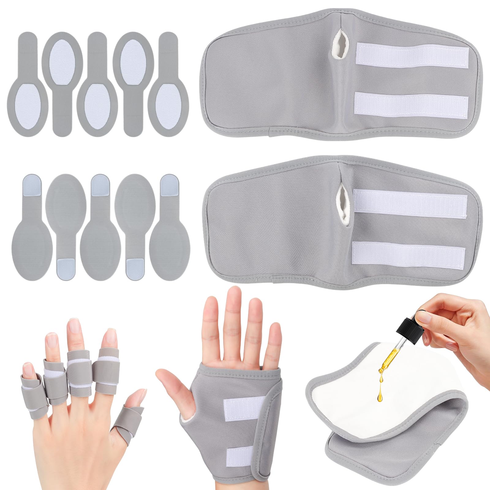 HUIJUTCHEN 12PCS Castor Oil Packs Wrap Kit for Fingers and Hands, Castor Oil Packs Organic Cotton Adjustable Reusable for Thumb Hand Comfortable Wrapping Castor Oil Pack Replacement for Relaxation