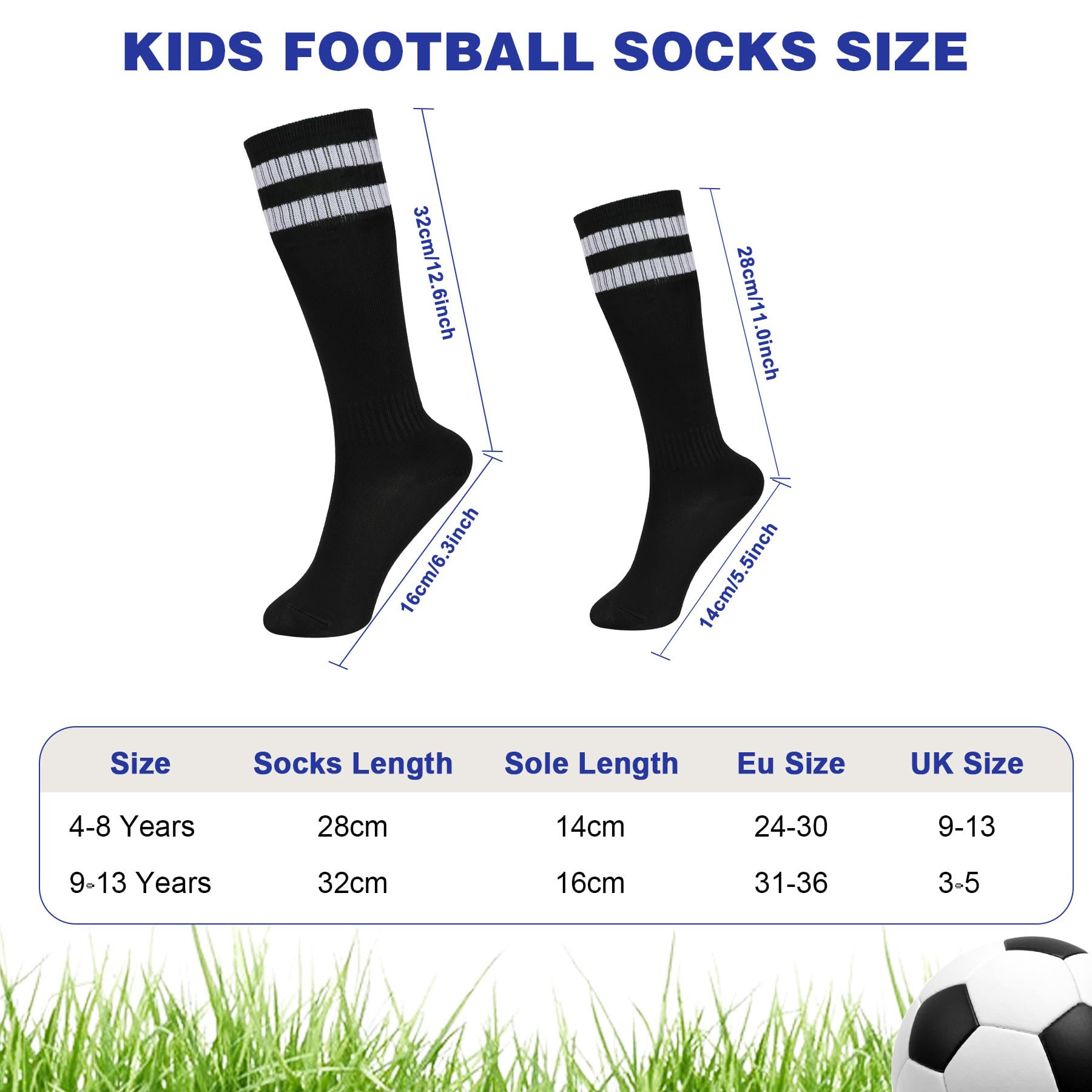 Lot de 3 paires de chaussettes de football pour garçon - Chaussettes de sport hautes pour course, entraînement et matchs
