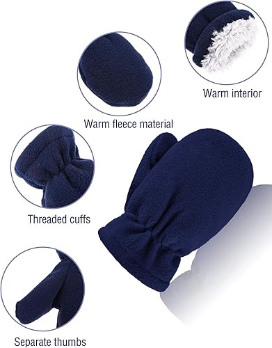 Miniatura 3 de SATINIOR 3 pares de guantes de forro polar para bebés y niños pequeños, guantes cálidos de invierno para niños y niñas