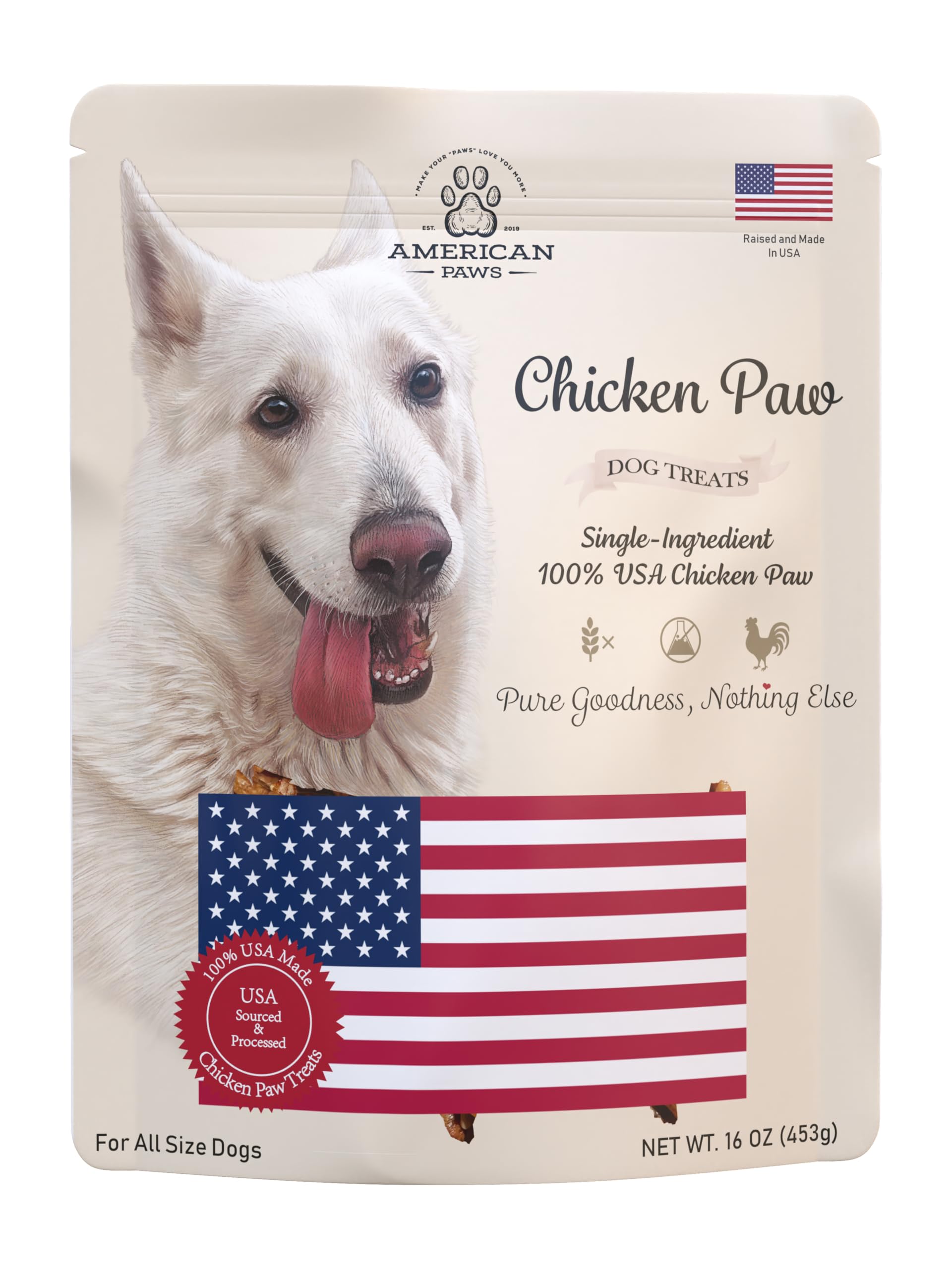 American Paws Dehydrated Chicken Feet for Dogs (Chicken Paws), USA (1 LB) 1 Pound (Pack of 1)