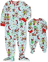 Vista 6 de The Grinch Dr. Seuss - Pijama de Navidad con pies para niños y niñas Azul