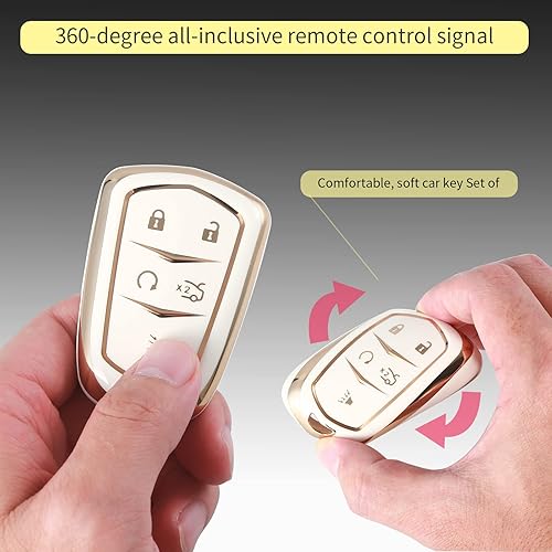 Miniatura 4 de Funda para llavero Cadillac, compatible con Cadillac Escalade CTS SRX XT5 ATS CT6 Smart Cover, Blanco, Blanco