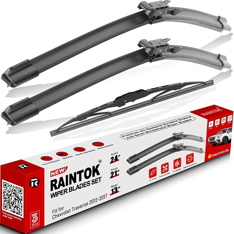 Palhetas do limpador de para-brisa Raintok para Chevrolet Traverse 2012–2017 – conjunto com 3