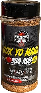 Beatdown BBQ Box Yo Mama BBQ Rub – Bold & Savory All-Purpose Seasoning with Garlic, Onion & Black Pepper – For Brisket, Tri-Tip, Steaks, Chicken, Pork & More – BBQ, Air Fryer, Roasting & Grilling – 10 oz