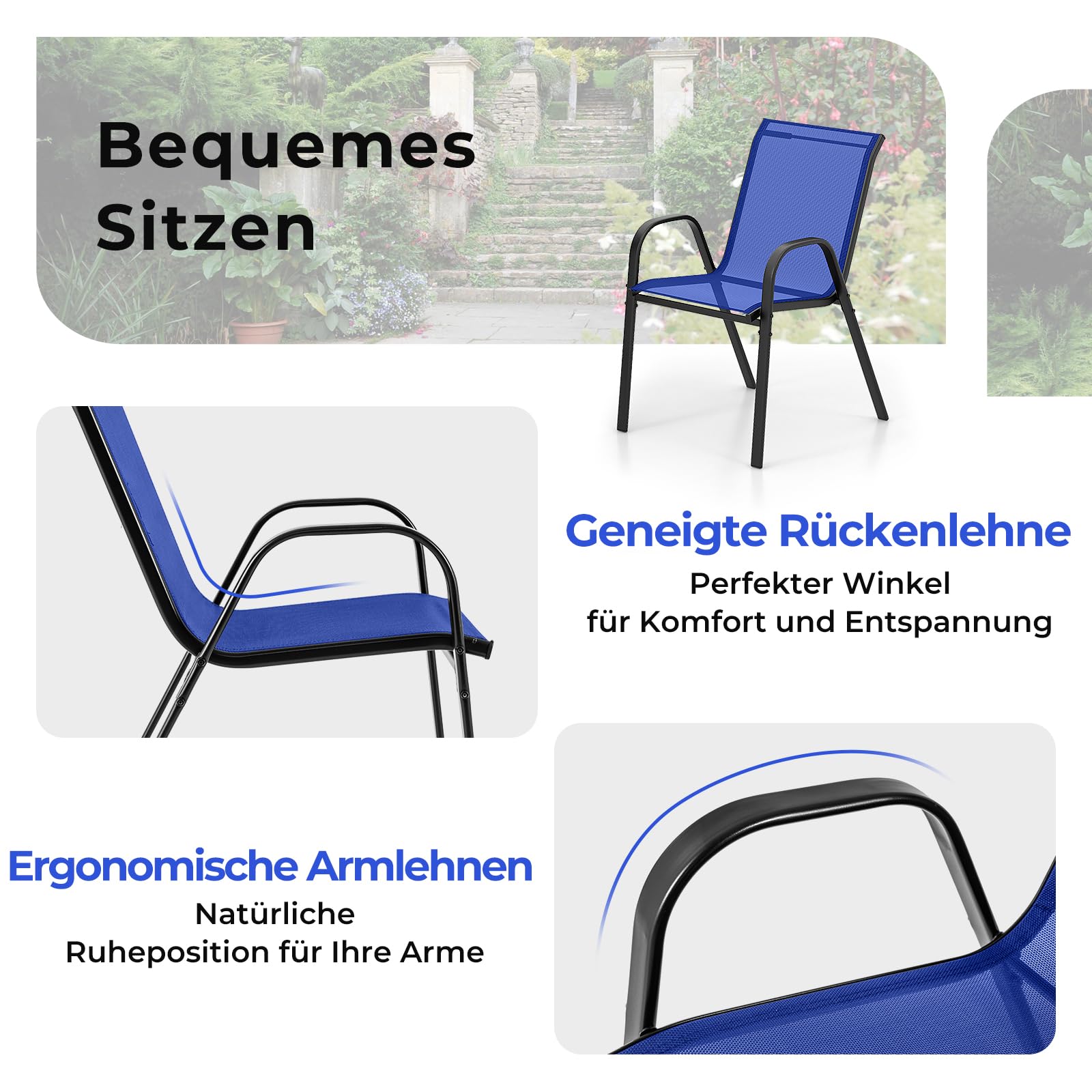 GOPLUS 3-częściowy zestaw mebli bistro, średnica stołu Ø60 cm, stół bistro z 2 składanymi krzesłami, meble balkonowe w zestawie ze szklanym stołem i krzesłami bistro, zestaw mebli ogrodowych na balkon