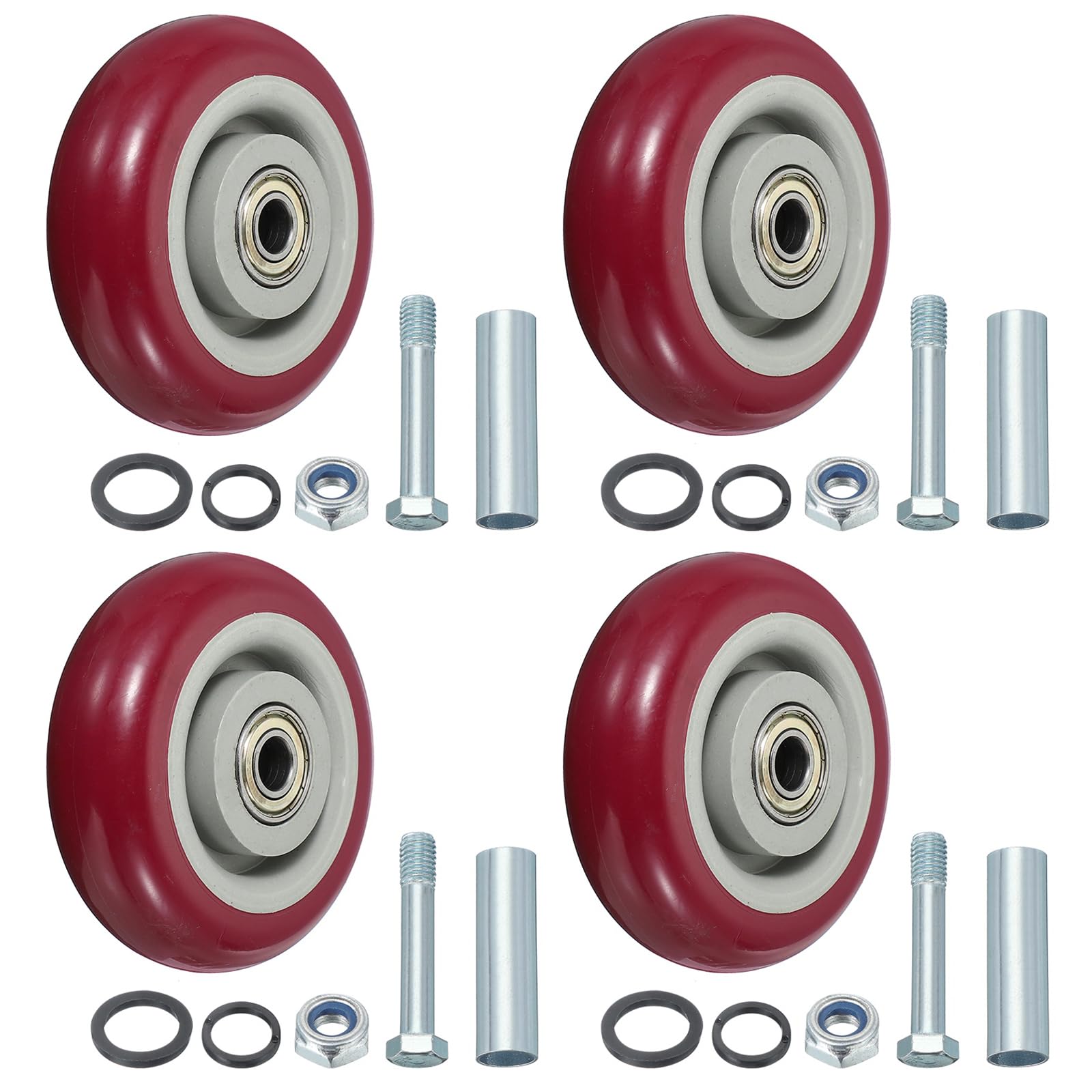 QUARKZMAN Pack De 4 4 Pouces Roues De Chariot Poussé Rouge