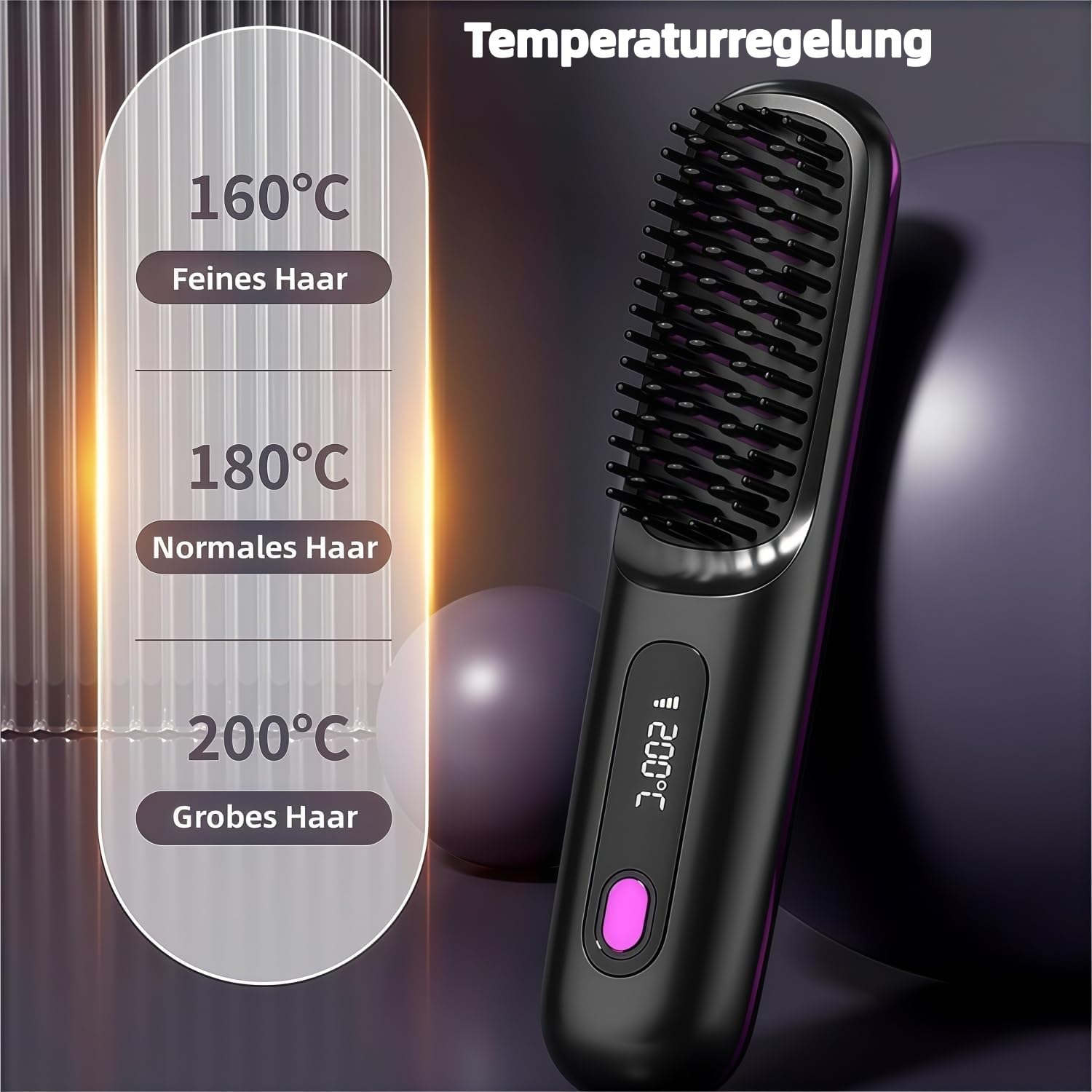 Cefryna Styling Brush for Short Hair-Wiederaufladbarer kabelloser Glättungskamm mit 4000 mAh Kapazität Erzielen Sie jederzeit und überall makellose glatte, gewellte oder lockige Frisuren. (Weiß)