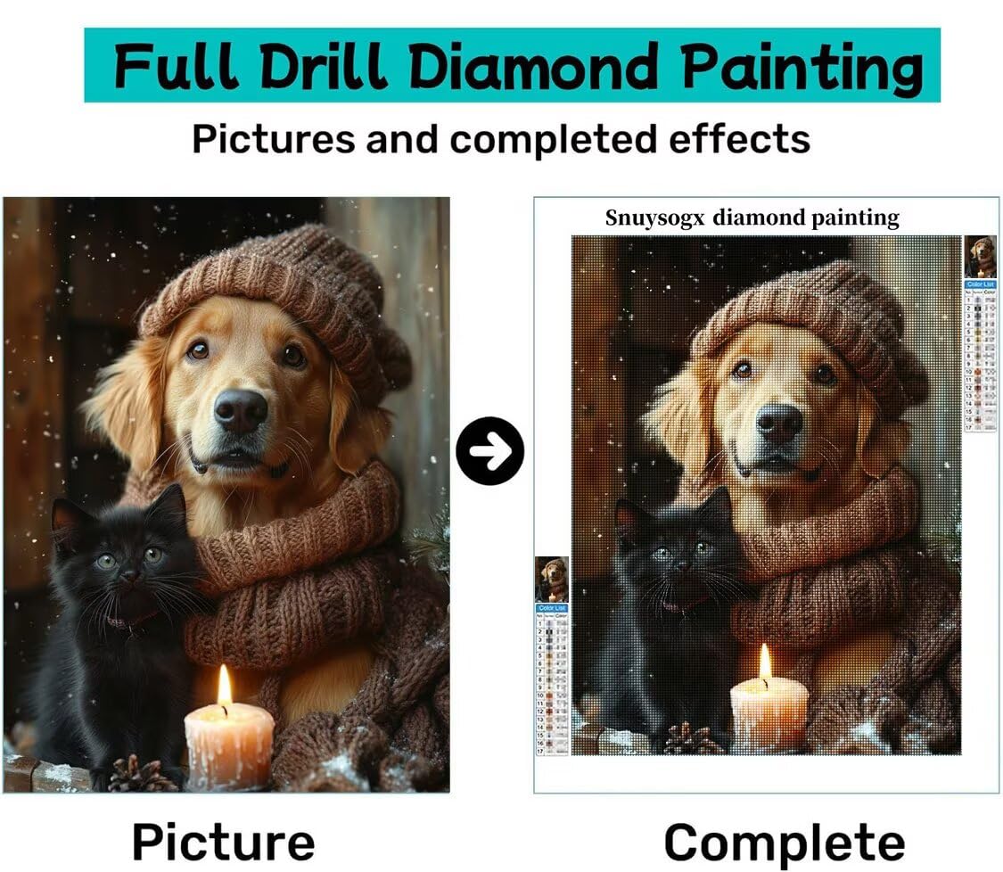Hund Diamond Painting Groß XXL 100x130cm für Bastelset Kinder ab 6 Jahre, 5D Diamond Painting Katze Neuheiten, DIY Diamant Mosaik Bastelset Erwachsene, Daiments Malerei Stickerei Festival Deko S-752