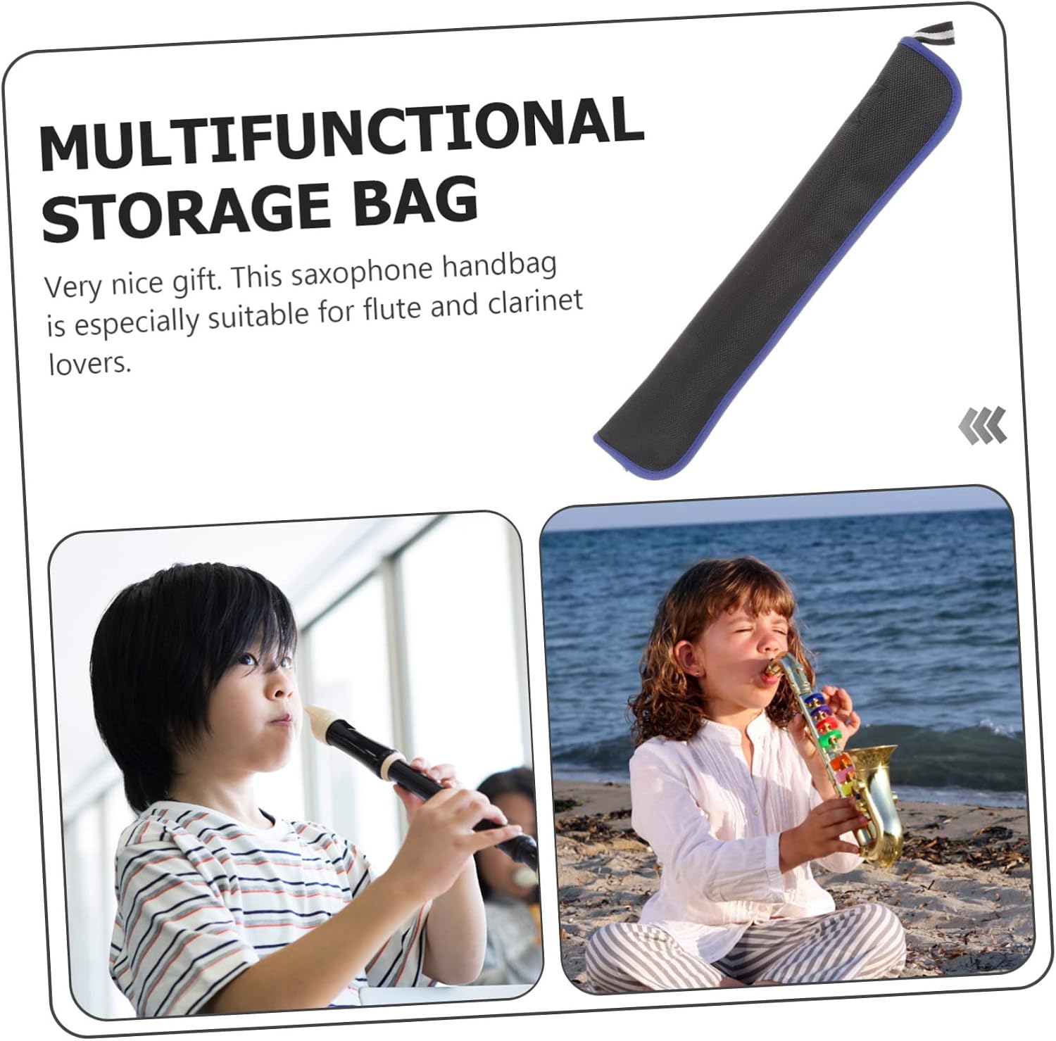 Waterproof Oxford Fabric Flute Carry Case Handle Portable Mini Saxophone Storage Bag Music Recorder Instrument Case for Beginners and Musicians image 2