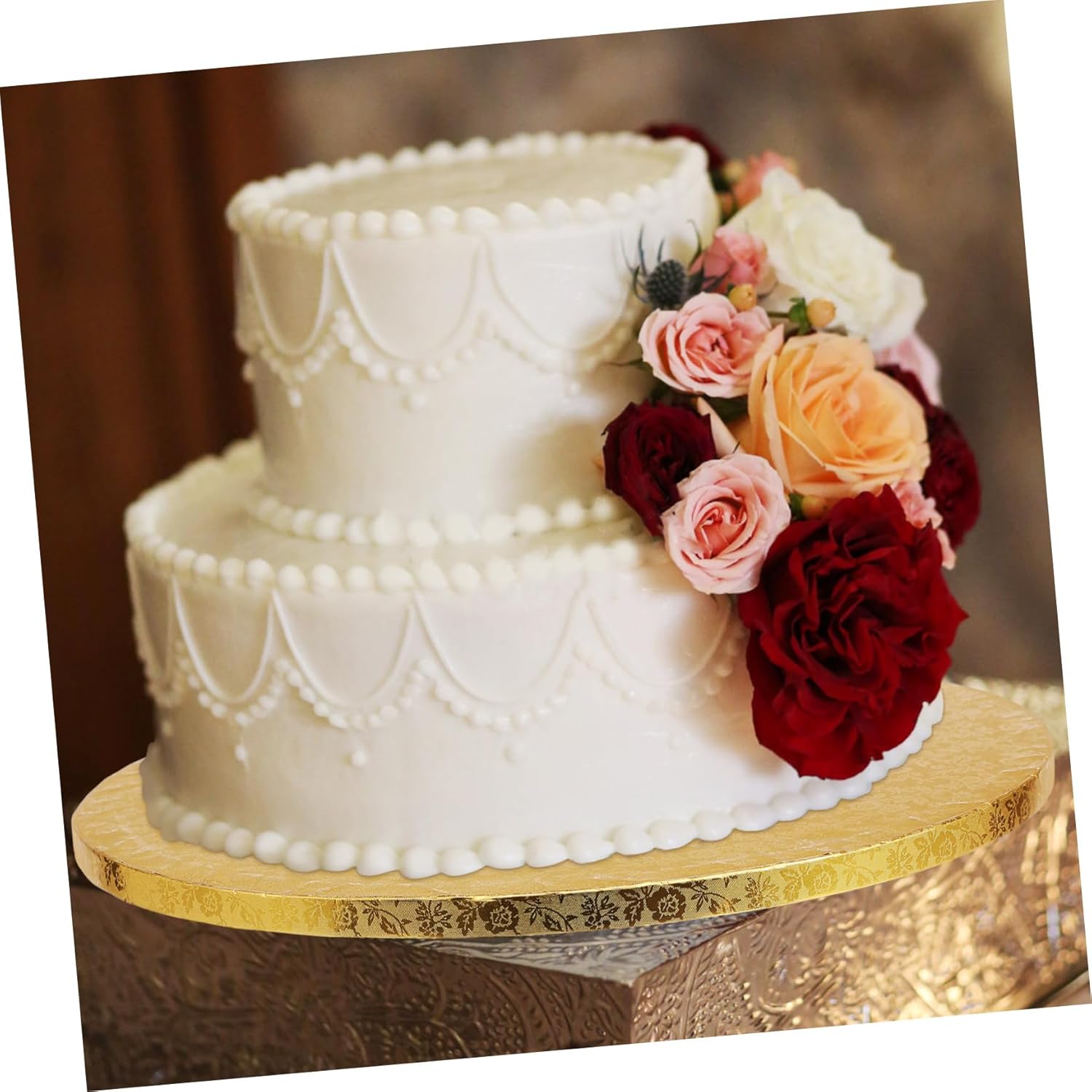 KICHOUSE 10pcs Enhanced Stability Cake Display Stand Paper Cake Rounds for Party Decorative