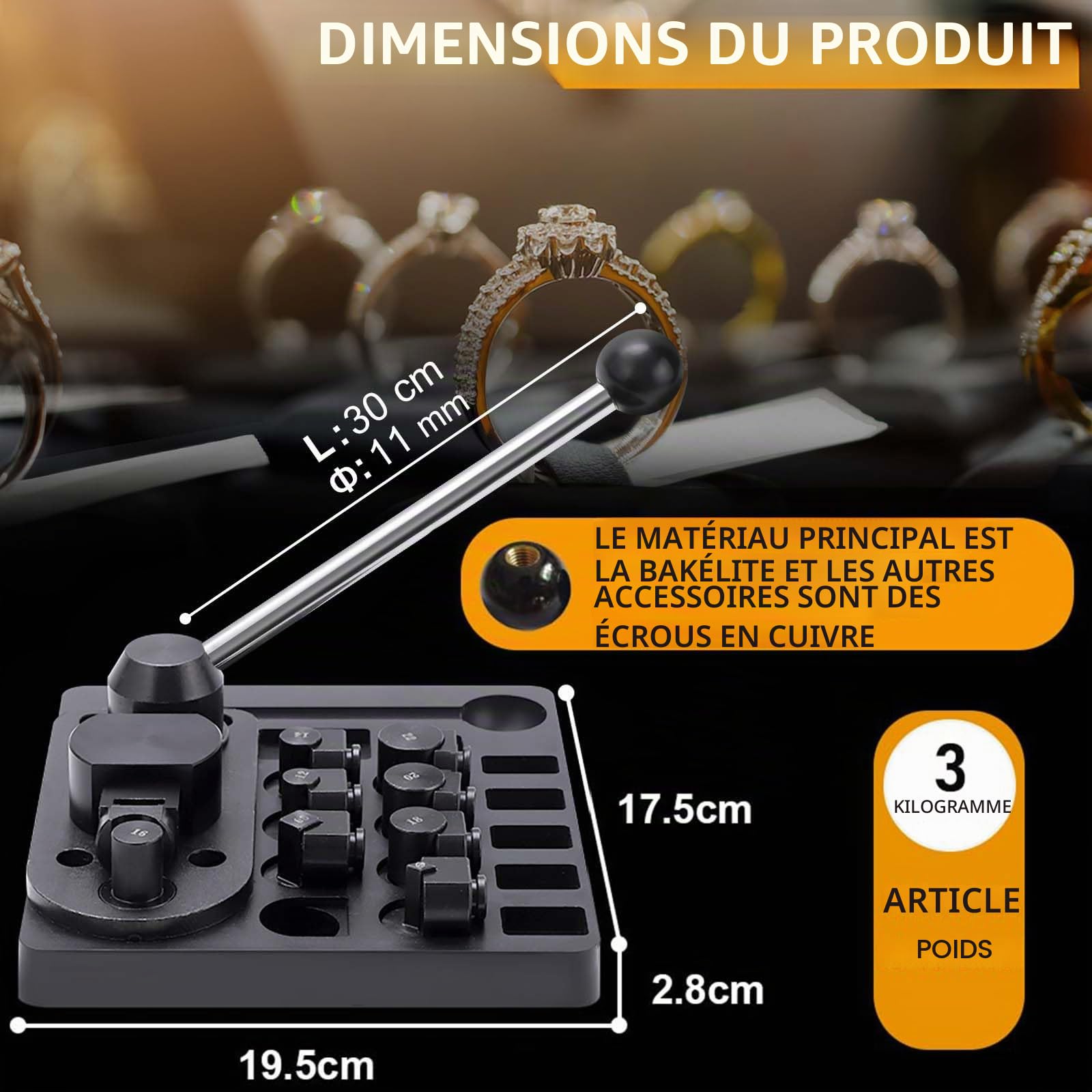 XIIW Outils de Cintrage D'anneaux 31 pièces avec Poignée rallongée de 30 cm | Machine à Plier Les Baguespour avec du nylon meurt 12/14/16/18/20/22mm, Support à bague, outil de mesure pour bagues