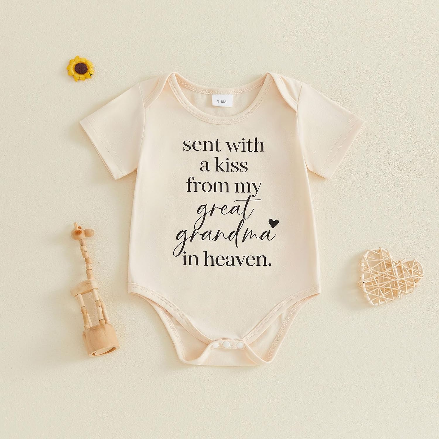 Sent With A Kiss From My Great Grandpa Grandma In Heaven Newborn Baby Boy Girl Summer Outfits Short Sleeve Romper