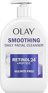 Olay Face Wash, Daily Facial Cleanser with Retinol, Peptides & Glycerin - Smoothing, Noursihes Skin Surface, Hydrates while Cleansing - Sulfate-Free, Paraben-Free, 16 Oz