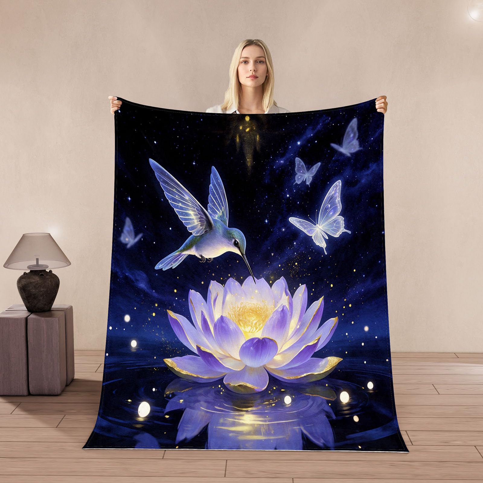 Couverture Colibri 130x150cm en microfibre plaid imprimé 3D pour lit et canapé