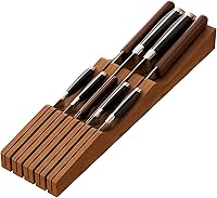 Vista 11 de Organizador de cajones de cuchillos, soporte para cuchillos de madera de bambú, bloque de cuchillos apto para 7 cuchillos
