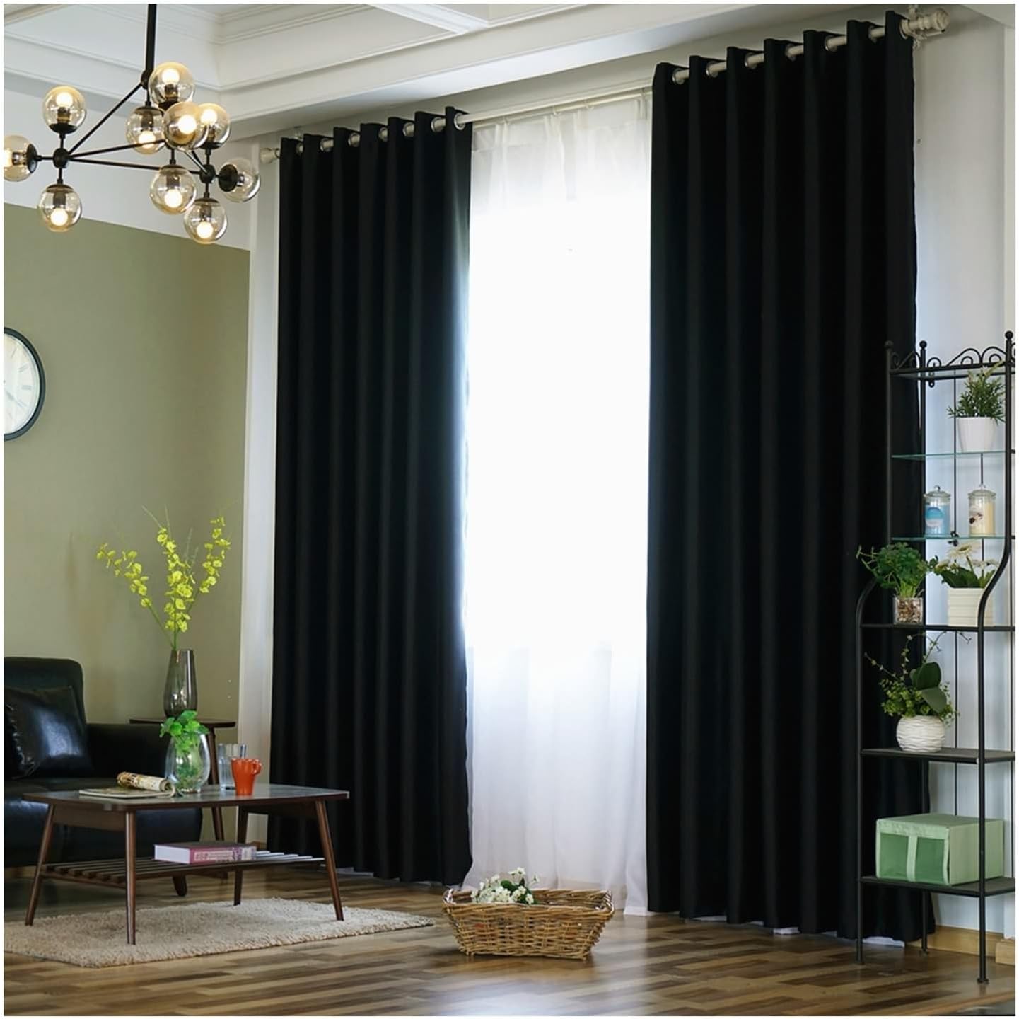 Beydodo Brown Curtains Dining Room, Blackout Curtains Living Room Set 2 Panel Cotton Polyester 34 x 63 inch Solid Color Brown