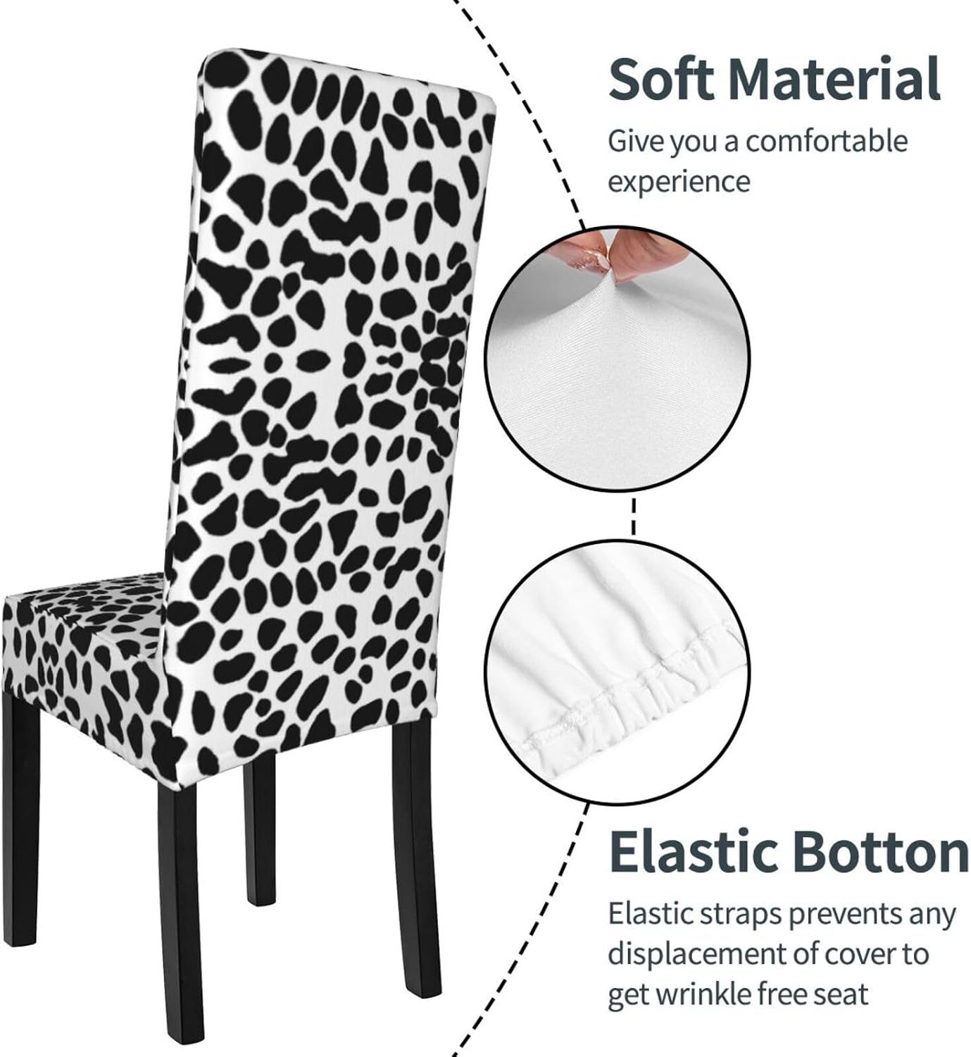 Black Leopard Pattern Prints Protection Cover for Dining Chair - Stretchable Chair Throw Covers for Dining Room, Hotel Event Party