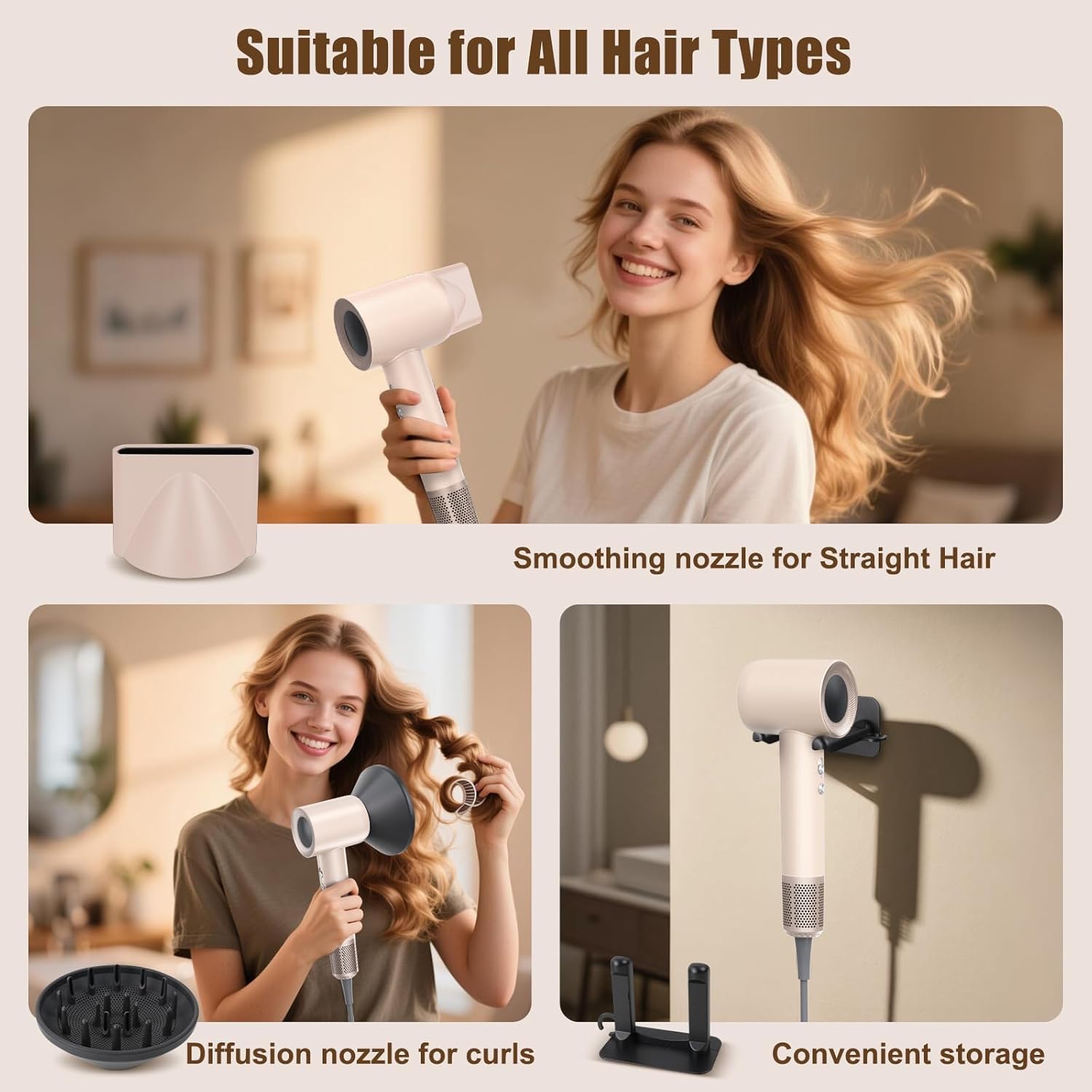 Hair Dryer, 1600W High Speed Ionic Blow Dryer with 300 Million Negative Ions, 160000 RPM Brushless Motor for Fast Drying, 59dB Low Noise & 65M/S Hair Dryers for Home Travel, Pink - Image 5