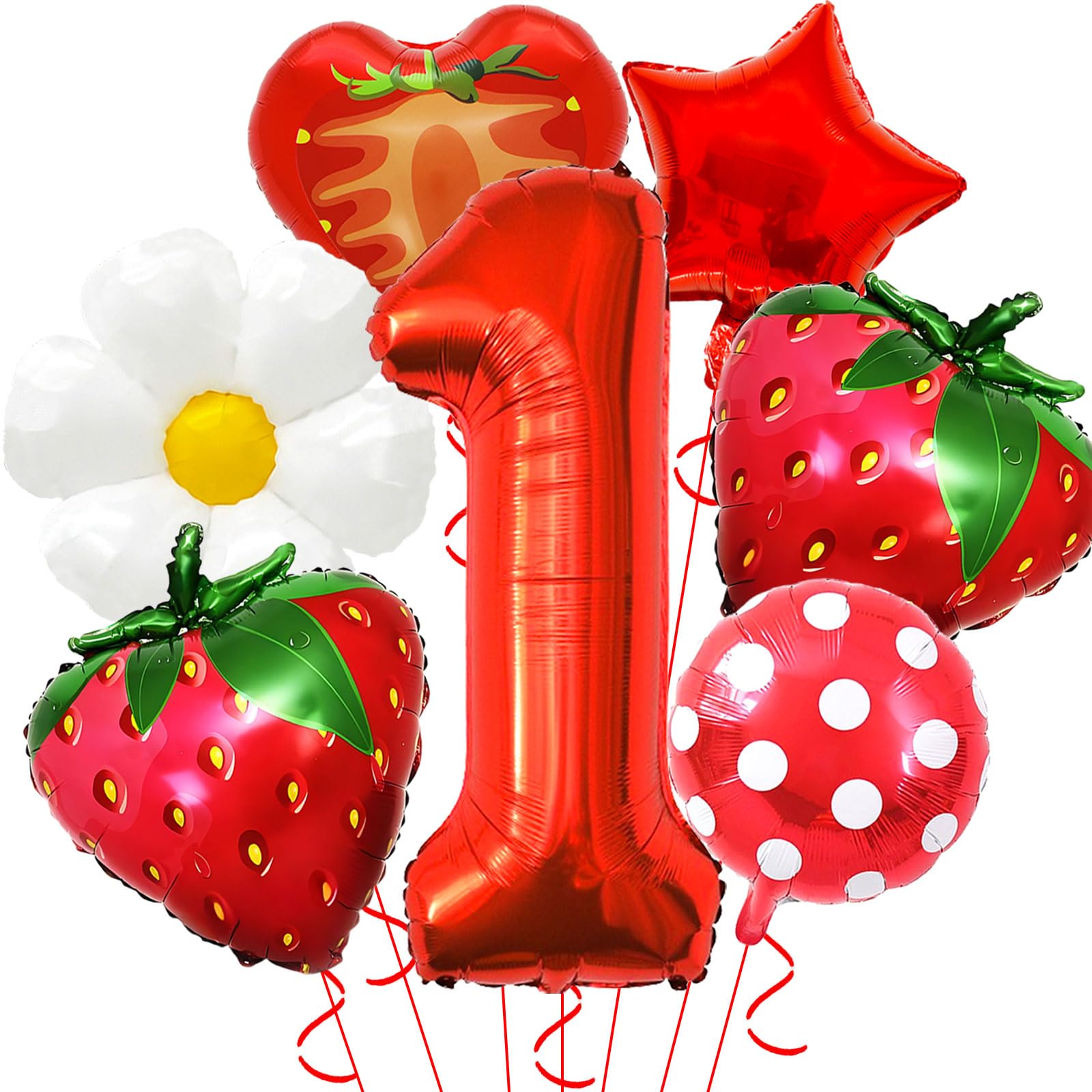 Strawberry Balloons 1th Birthday Decorations for Girl, 40 Inch Red 1 Balloons, Strawberry Balloon for berry first birthday decor and Strawberry Party