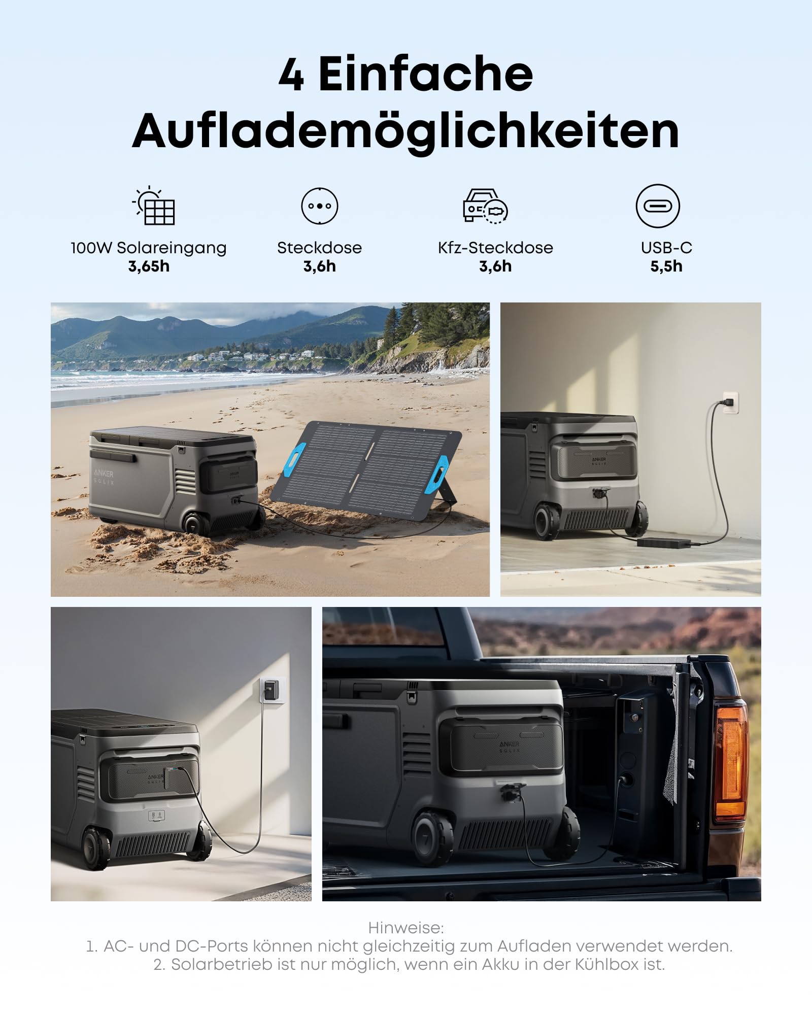 Anker SOLIX EverFrost 2 58L Akku-Kühlbox, 288Wh, -20℃ bis 20℃, Camping Reisen Angeln