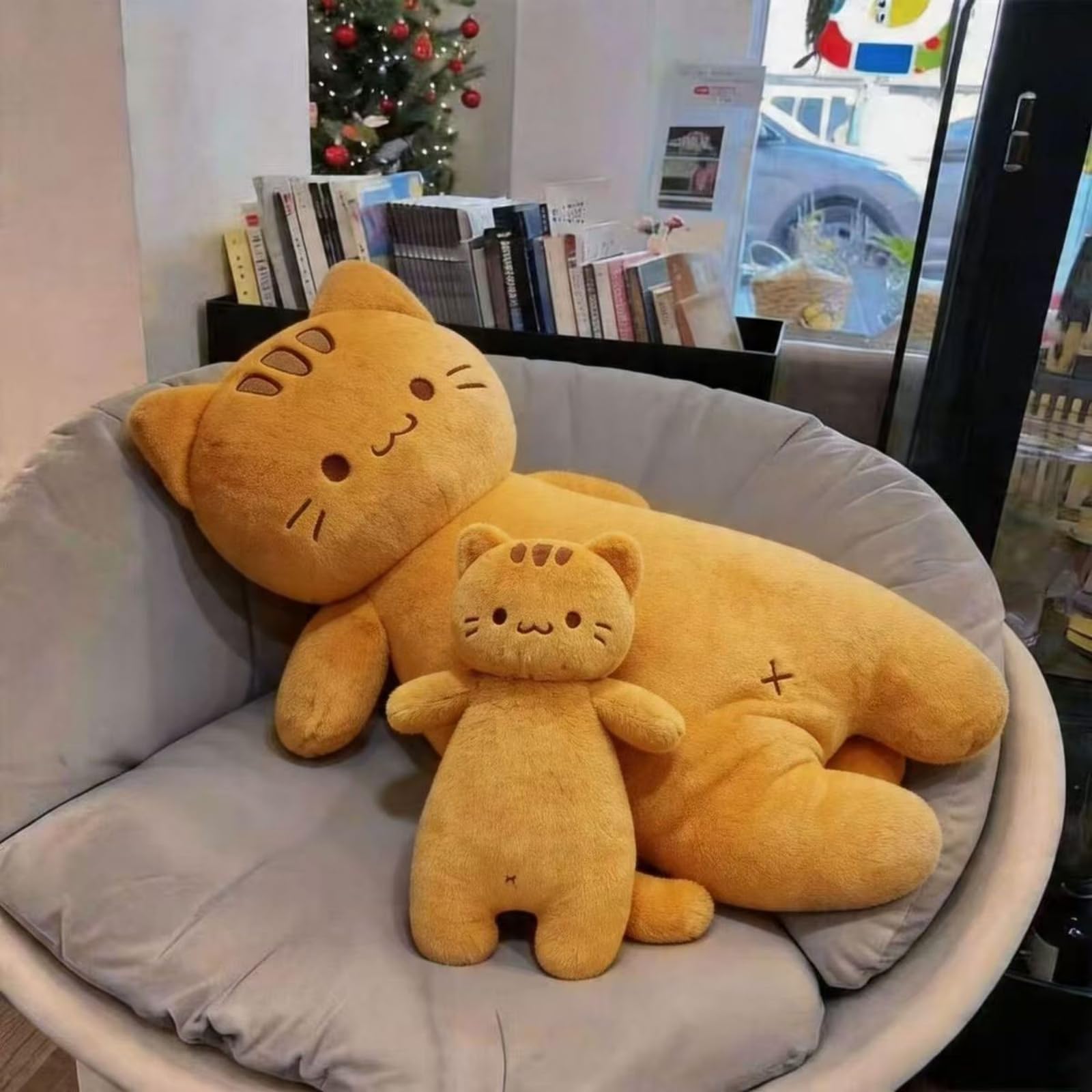 AMOSIJOY Riesen Katze Kuscheltier 60-150cm, Langes Plüschtier Seitenschläferkissen, Kawaii Kater Stofftier, Weiches Schlafkissen Body Pillow, Deko Geschenk für Mädchen Teenager (A,150cm)