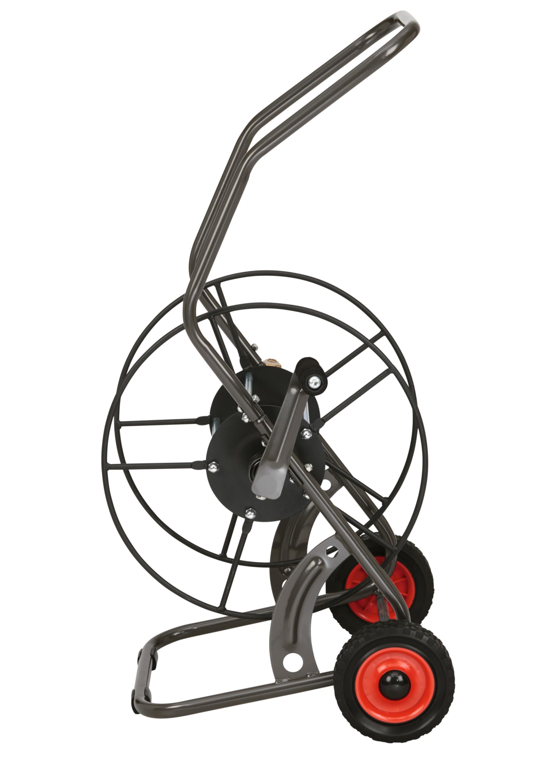 Sirocco Schlauchwagen 1/2" – robuster Schlauchaufroller aus pulverbeschichtetem Stahl, hochwertiger Gartenschlauchwagen mit Hartplastik-Rädern (PU) – stabile Lagerung & einfache Mobilität
