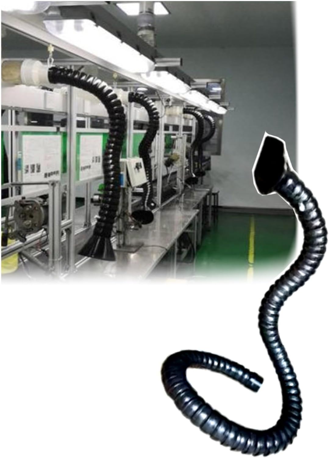 360° Adjustable Covered Flexible Hinged Air Duct, Industrial Dust Collection Pipe, for Workshops & Laboratories(3 x 47.2 inches)