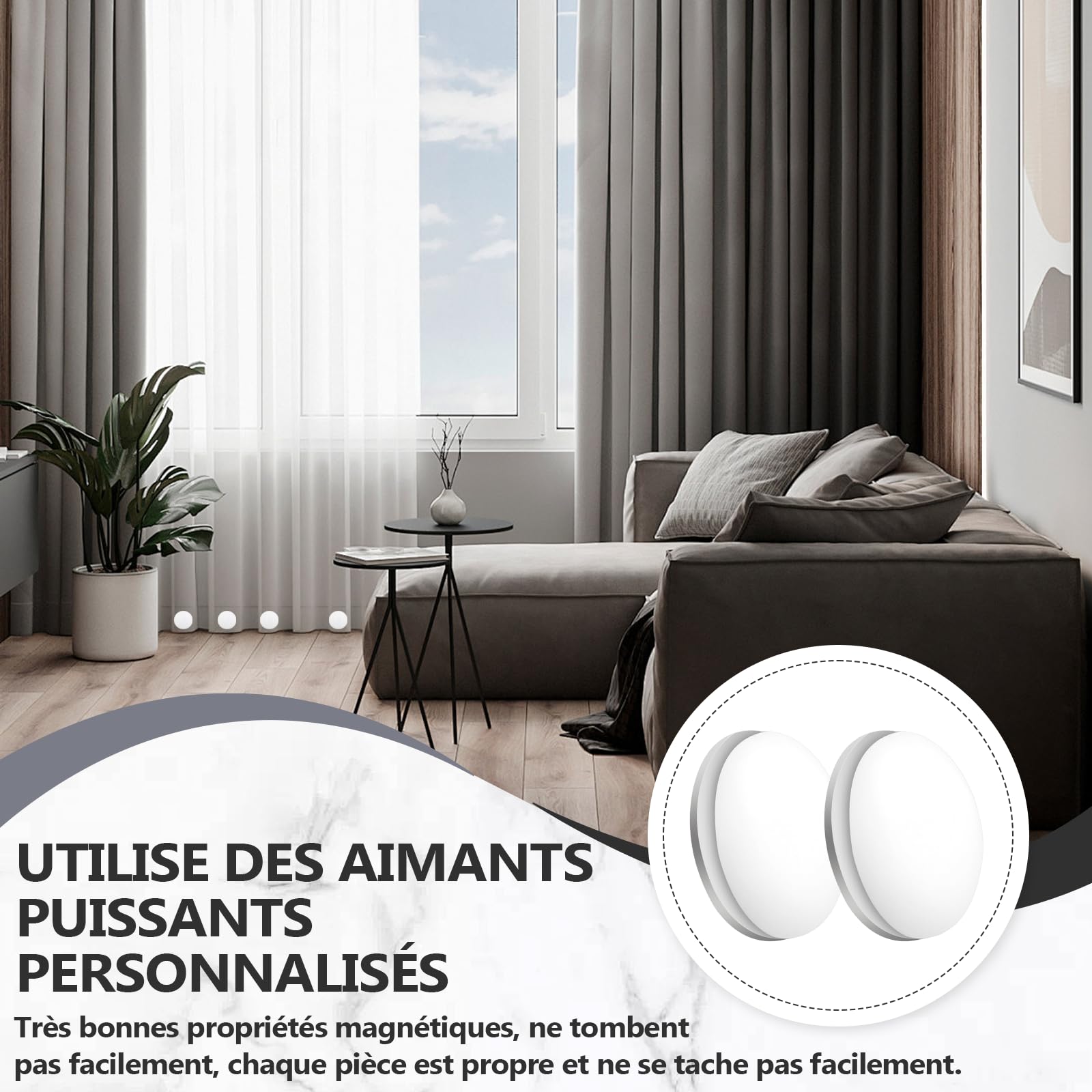 12 Paires Poids Magnétiques Pour Rideau De Douche – Aimants Blancs Ronds Puissants, Boîte De Rangement Incluse