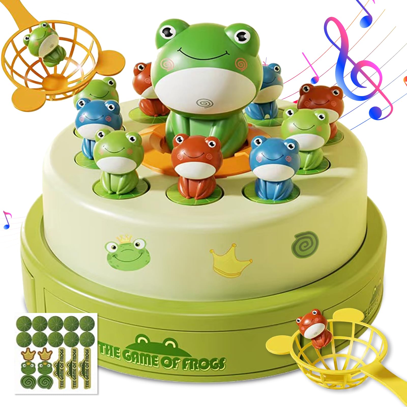 Laynertoys Frog or Duck Game Bounce and Catch Toys,Popping Frog Games for Kids 4-6,Music Games,Toddler Board Games&Toys,Perfection Game for Christmas Birthday Gifts 4-8 8-12