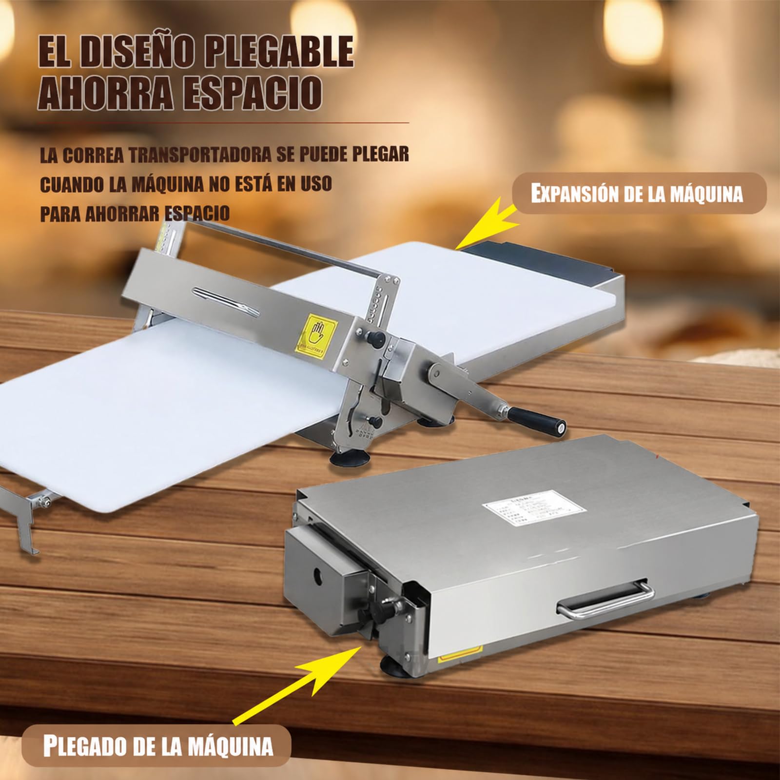 Faltbare Teigausrollmaschine mit Ausrollbrett, manuelle Teigausrollmaschine aus Edelstahl, einstellbare Teigstärke von 0–25 mm, geeignet für Pasta, Croissants und Nudeln A300