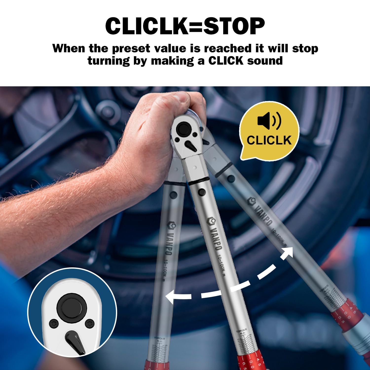 WORKPRO Momentsleutel, 3/8 inch, 375 mm, torsiesleutel, 19-110 Nm, nauwkeurigheid ± 4% Con, snelspanknop, ratelsleutel met 24 tanden, omkeerbare ratelkop, professioneel, voor motorfietsen en fietsen