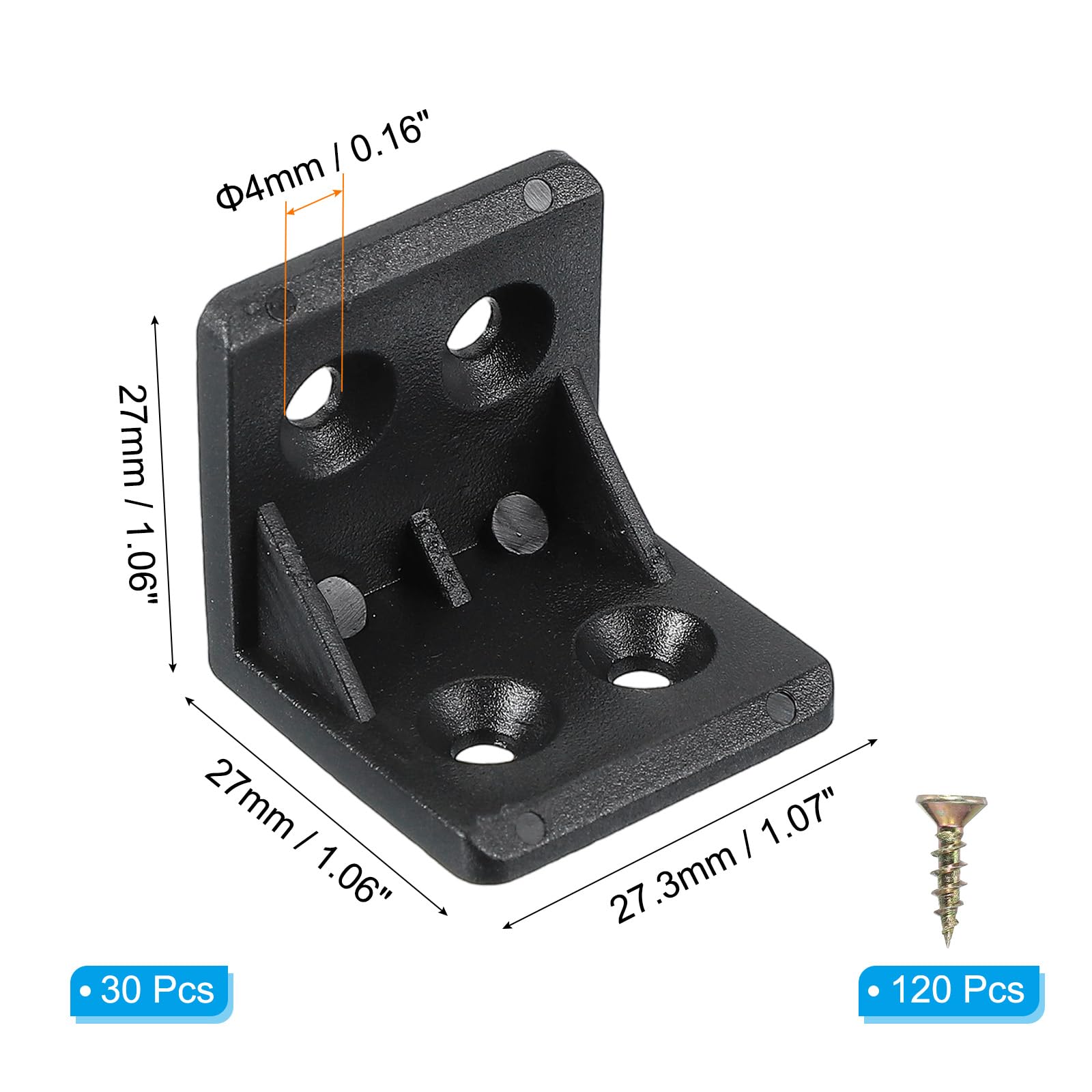 PATIKIL Plastic Corner Braces 27x27x27.3mm - Image 2