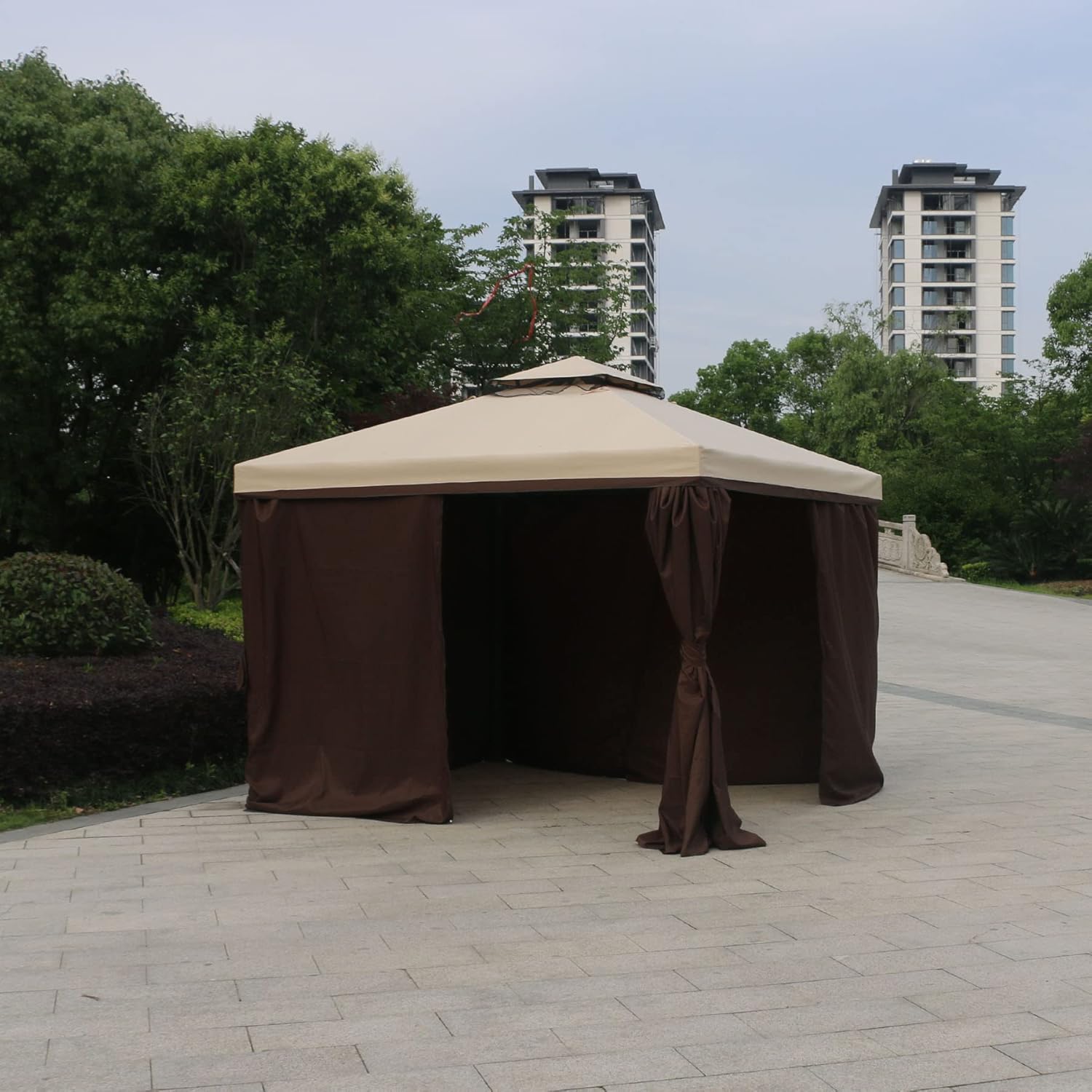 Sunshine Outdoor Replacement Gazebo Curtains 4 Panels with Zipper for