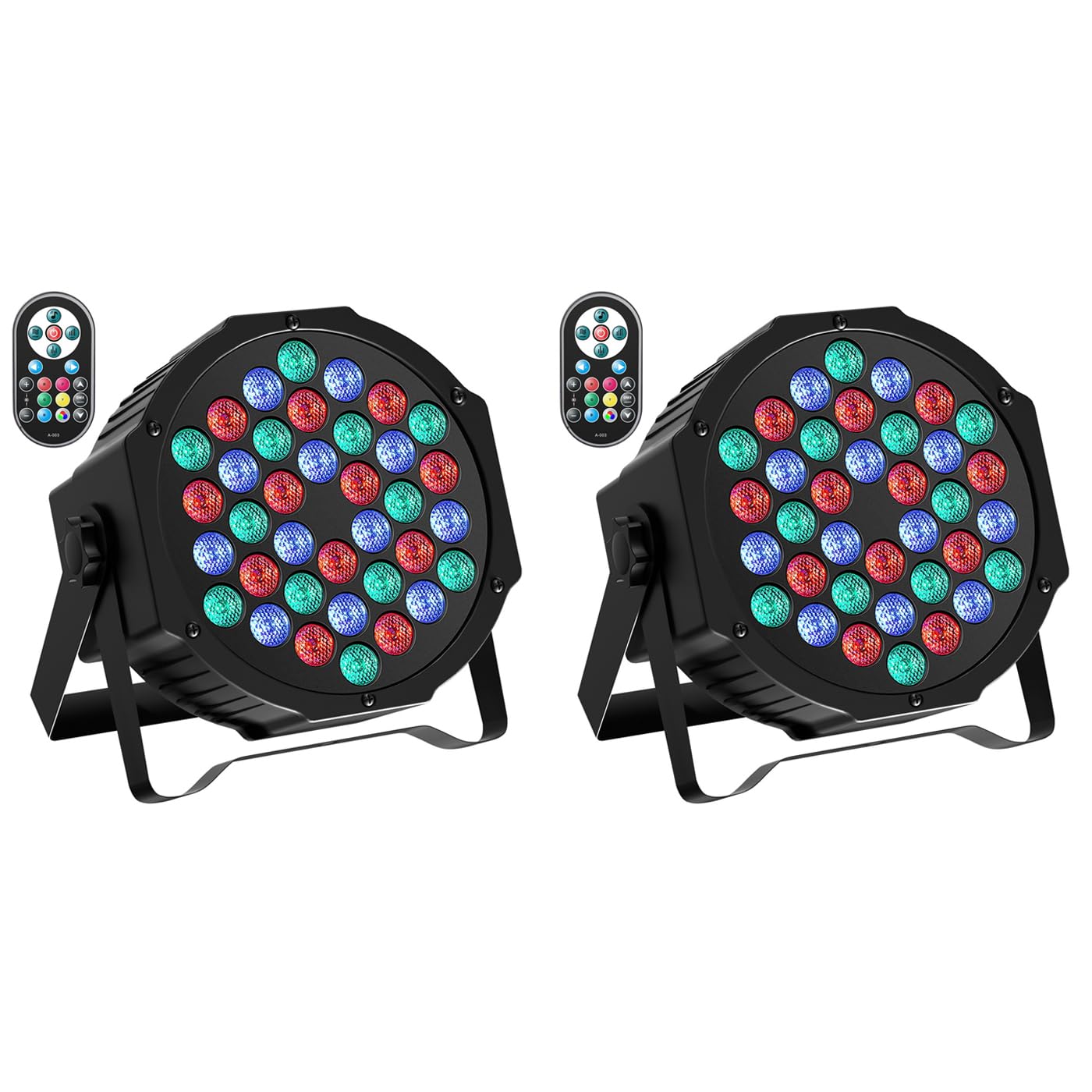72W Stage Party Lights Indoor, RGB LED 36 Par Light Dj Booth Set Uplighters with Remote Control, DMX512 Control, Sound Active, for Festival Party Event Wedding Bar Disco Club KTV 2pcs