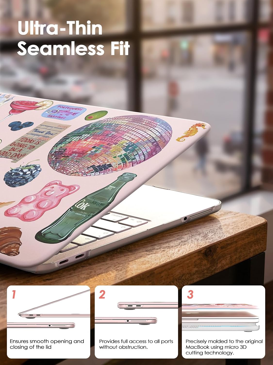 iCasso Compatible with New MacBook Neo 13 inch Case 2026 Release Model A3404, Anti-Scratch & Crack & Fingerprint MacBook Neo Accessories for Work Study Travel Daily Use, Pink Retro Stickers