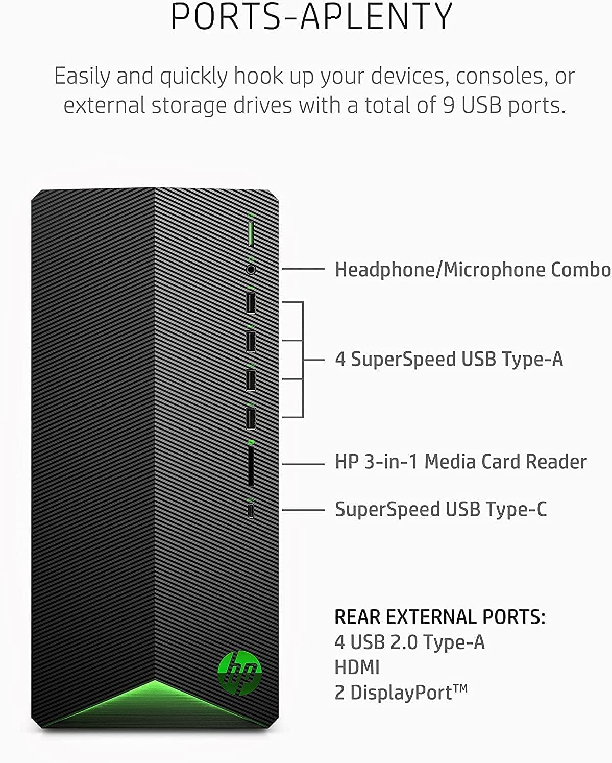 HP Pavilion Gaming Desktop, AMD Ryzen 7 5700G, NVIDIA GeForce RTX 3060, 64GB RAM, 1TB SSD, 1TB HDD, Windows 11 Pro, Wi-Fi 5, Bundle with JAWFOAL