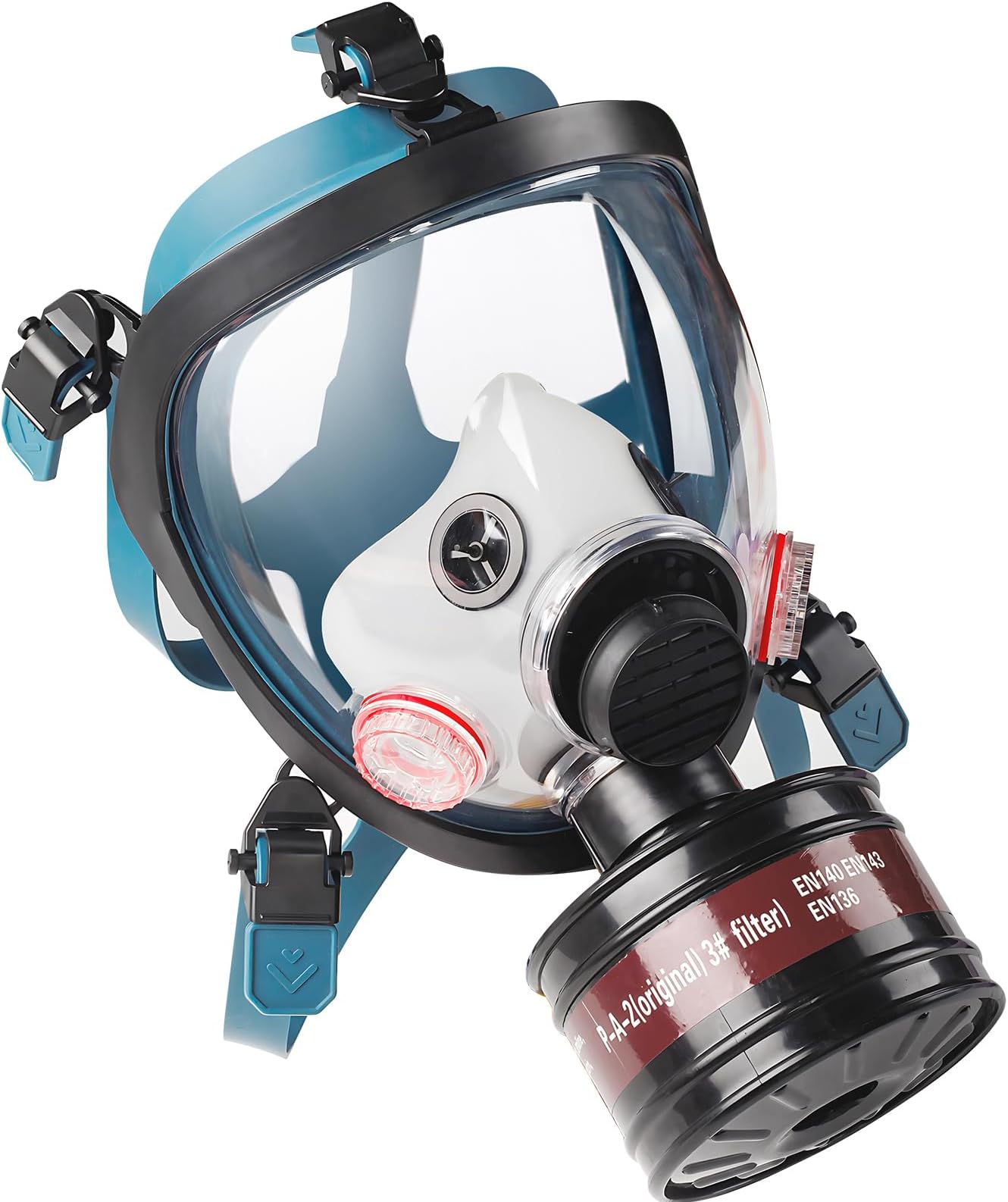 Gas Mask Full Face Respirator: Gas Masks Survival Nuclear and Chemical Reusable Respirators with 40mm Activated Carbon Charcoal Filter Canister for Dust Medical Spray Paint Welding Polishing Vapor