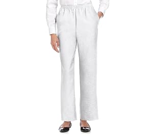 Alfred Dunner Petites Pull-on Flat-Front Pants White 6P
