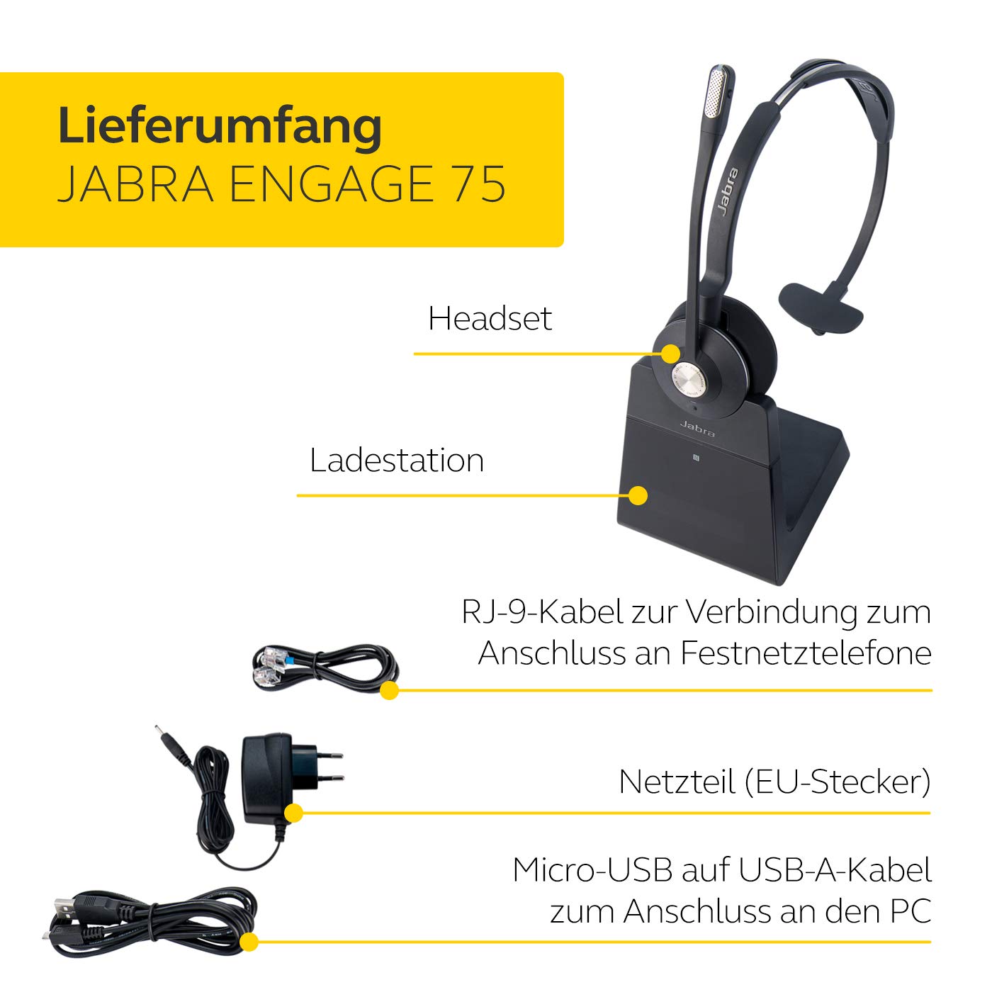 Jabra Engage 75 Mono Q711802 Słuchawki, Czarny