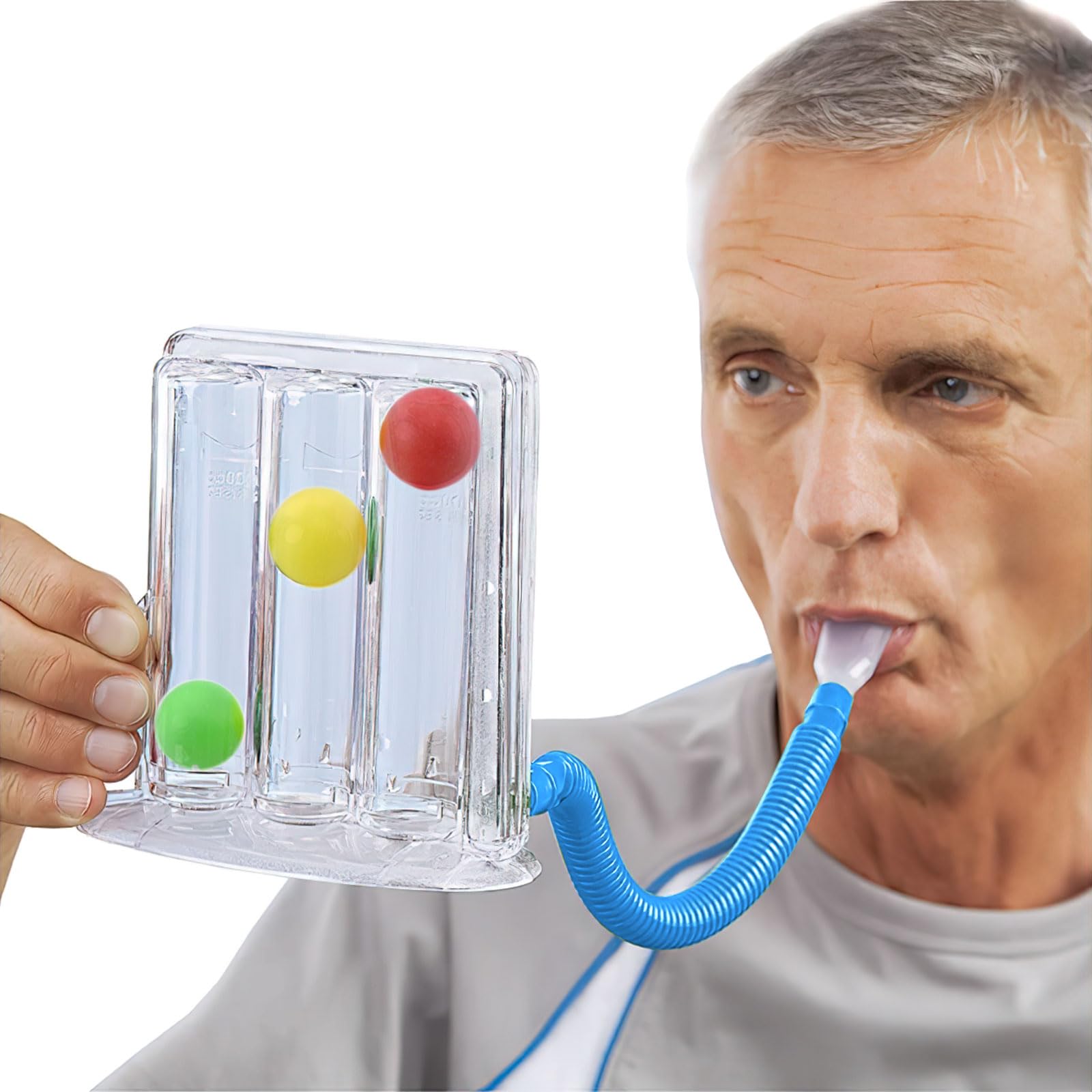 Sistema de entrenamiento de respiración de 3 cámaras, dispositivo de ejercicio respiratorio para función pulmonar y terapia del habla, entrenador de respiración para terapia del habla