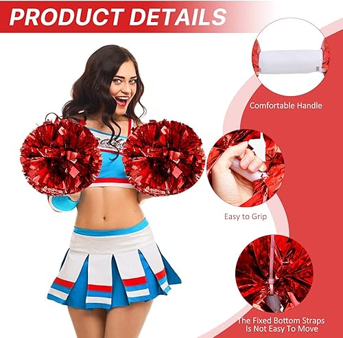 Miniatura 5 de Supkiir 4 pompones de animadora para disfraz de animadora para mujer, 2 pares de pompones de animadora para niños y niñas, juegos deportivos