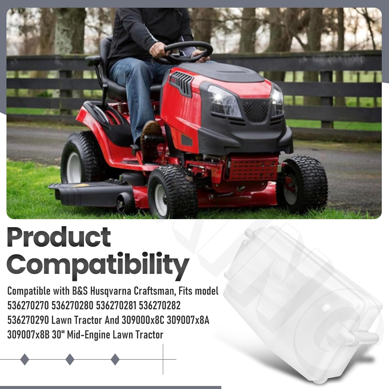 7601045MA Fuel Tank Assembly W/Fuel Cap & 2 oil filter Compatible with B&S Husqvarna Craftsman 536.270320/536270270/ 536270280 Lawn Tractor, Replaces 7601045, 1401240MA