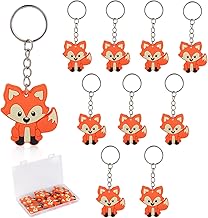 FAMCUCHE 10 Stück Fuchs Schlüsselanhänger, Fuchs Mitbringsel Silikon Anhänger, Schlüsselanhänger Mitgebsel Kinder, Schlüsselanhänger Kinder Kindergeburtstag, Fuchs Geschenk Klein Fuchs Gadgets Deko