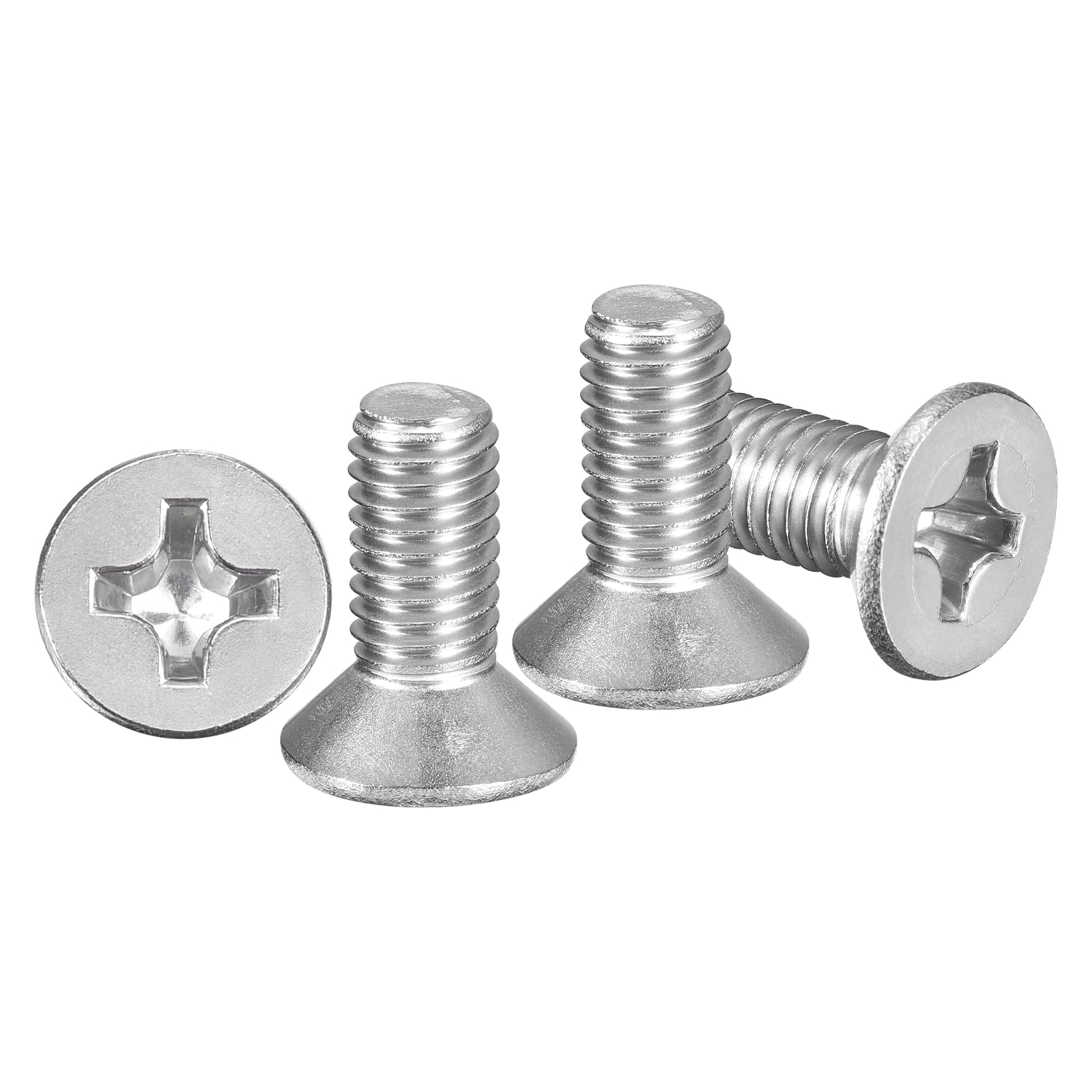 METALLIXITY Phillips Flat Head Machine Screws Bolts (M8-1.25x20) 20Pcs, Stainless Steel 304 Countersunk Cross Screws - for Household Indoor Maintenance Installment DIY, Silver