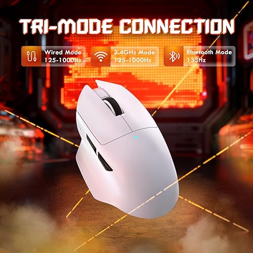 Miniatura 3 de ATTACK SHARK V6 - Ratón inalámbrico para juegos de 2.29 oz con base de carga magnética RGB, BT/2.4G inalámbrico/con cable, sondeo 1K, sensor PixArt