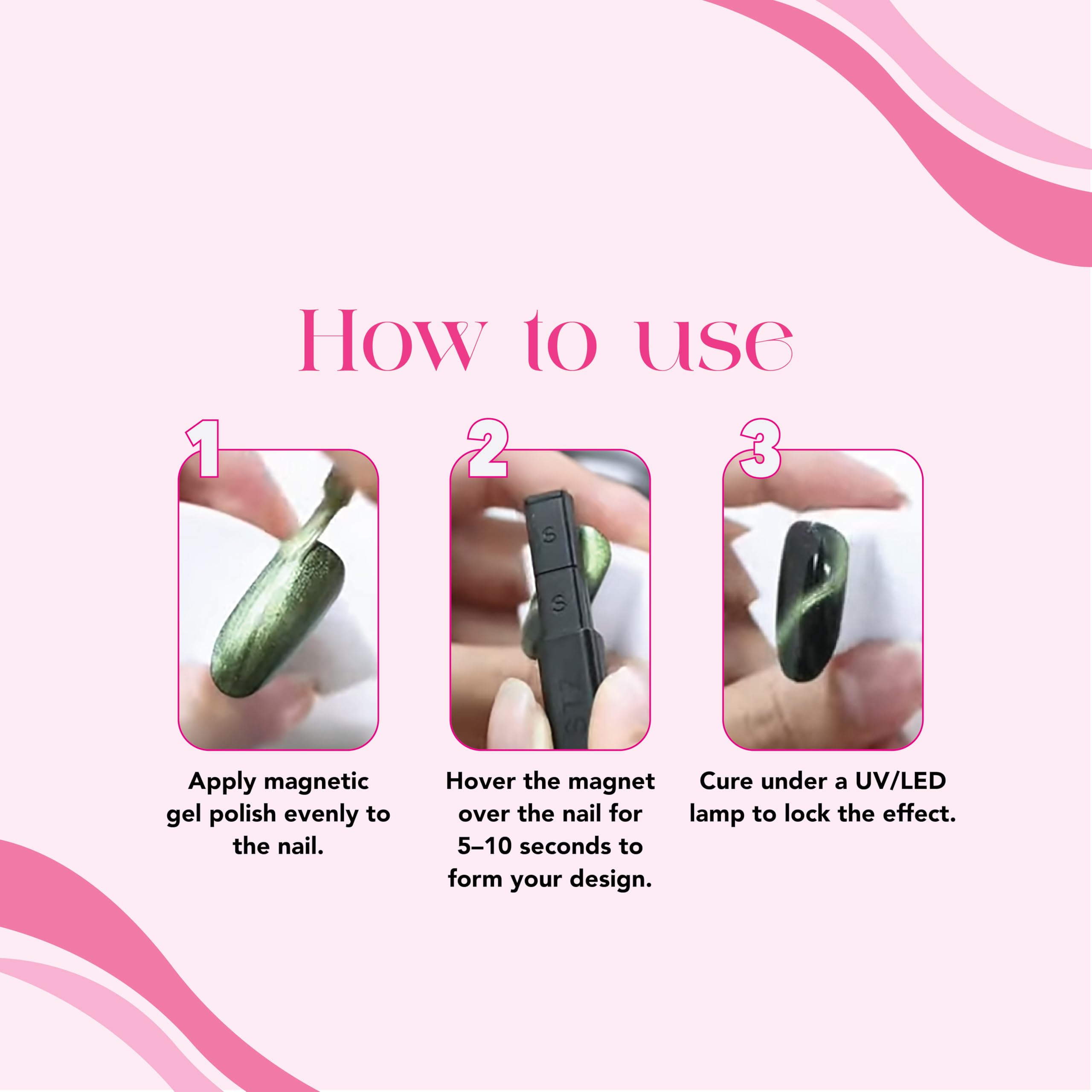 Sponsor Nail Magnet Stick – 3D Magnetic Nail Art Tool for Cat Eye Gel Polish | Create Cross, Effects with Strong Magnetic Force | DIY Nail Design Tool for Salon & Home (Black) 2
