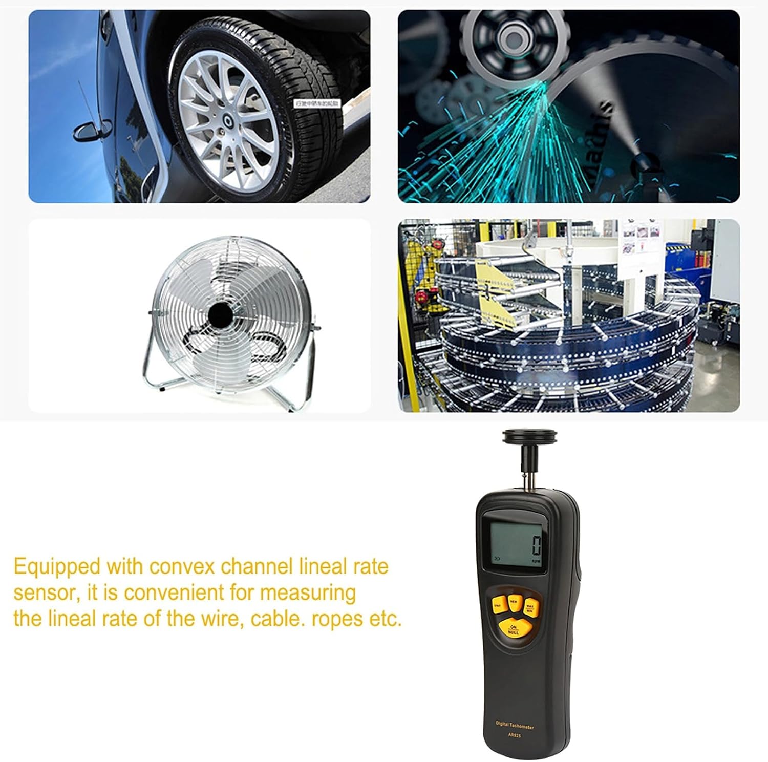 Digital Tachometer Motor Tachometer RPM Meter Tach Speedometer 0.5~19999RPM AR925 LCD Display
