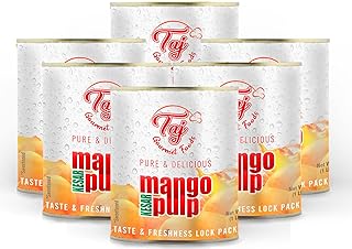 TAJ Kesar Mango Pulp Puree 6-Pack | Great for Lassi Shake | 30-Ounce (850g)
