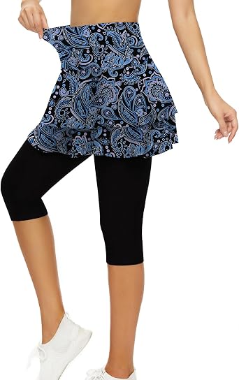 WOWENY Tennis Skirted Leggings for Women Golf Skapri Leggings with Skirt